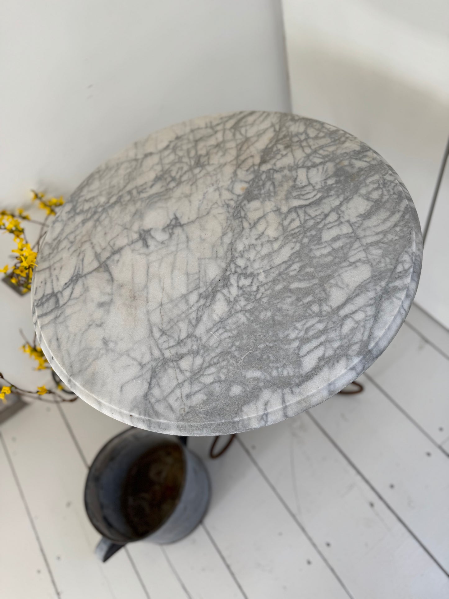 Antique French Marble Topped Metal Bistro Table