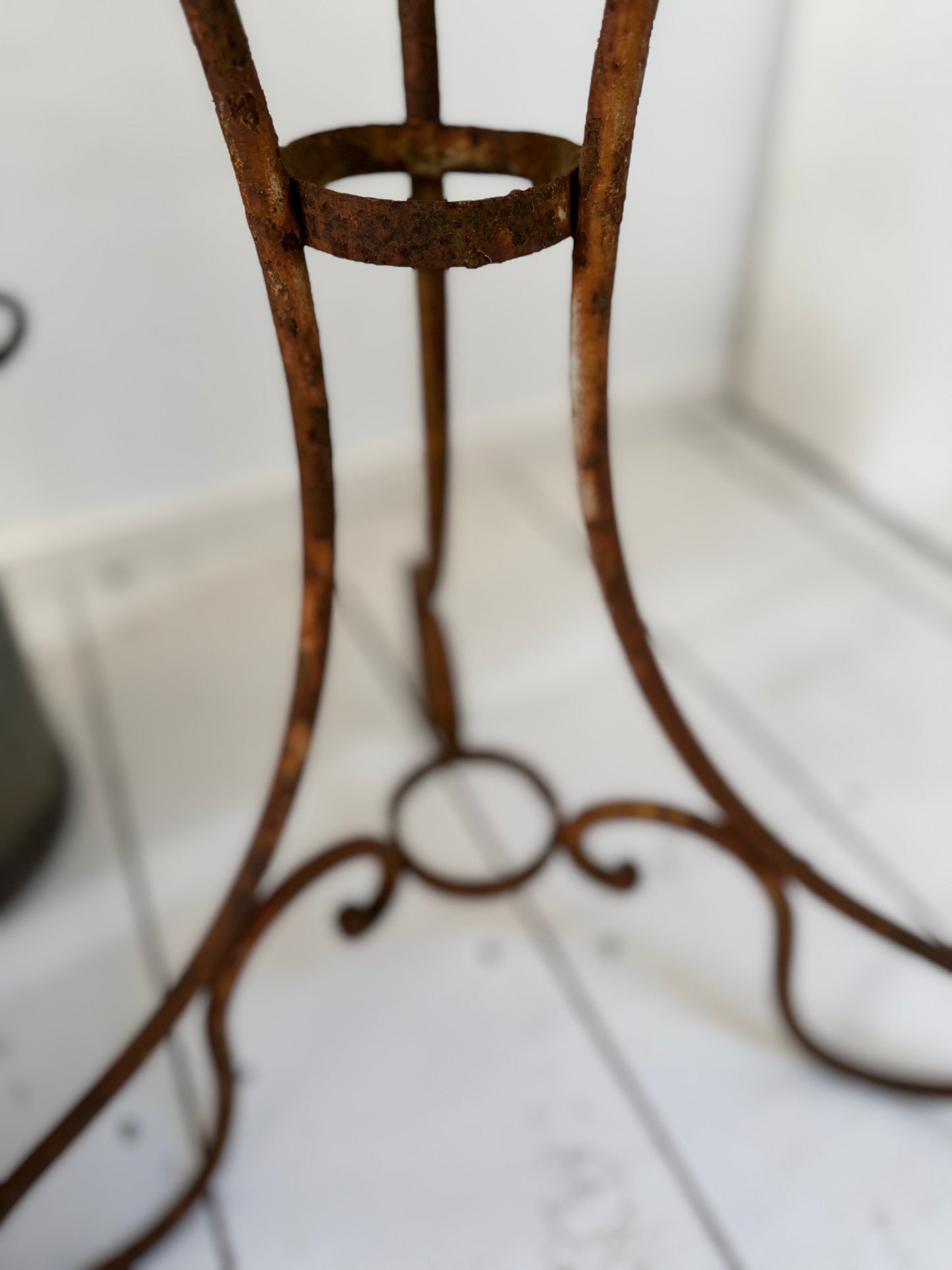 Antique French Marble Topped Metal Bistro Table