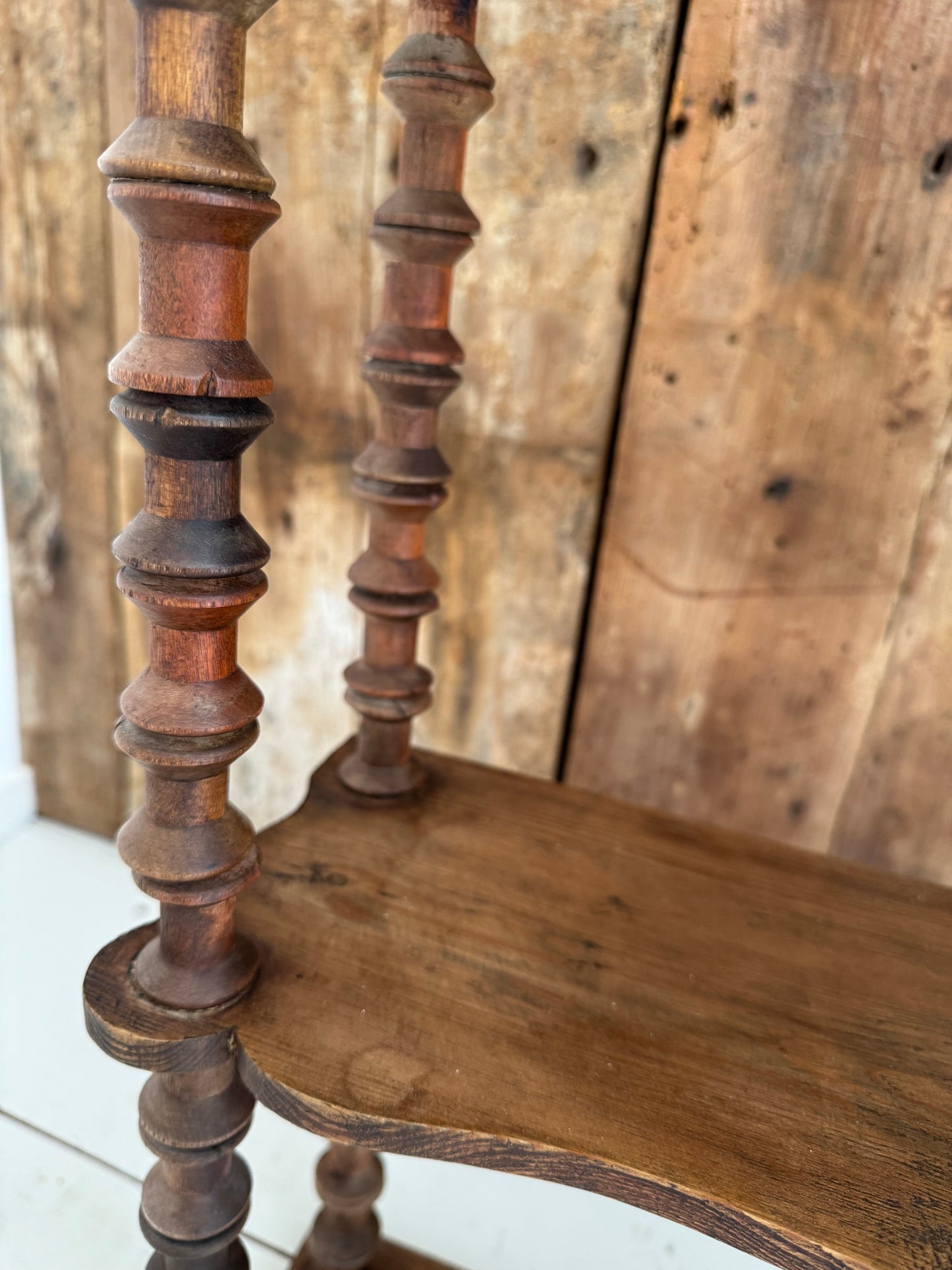 Vintage French Bobbin Spool Folk Art Hanging Shelves