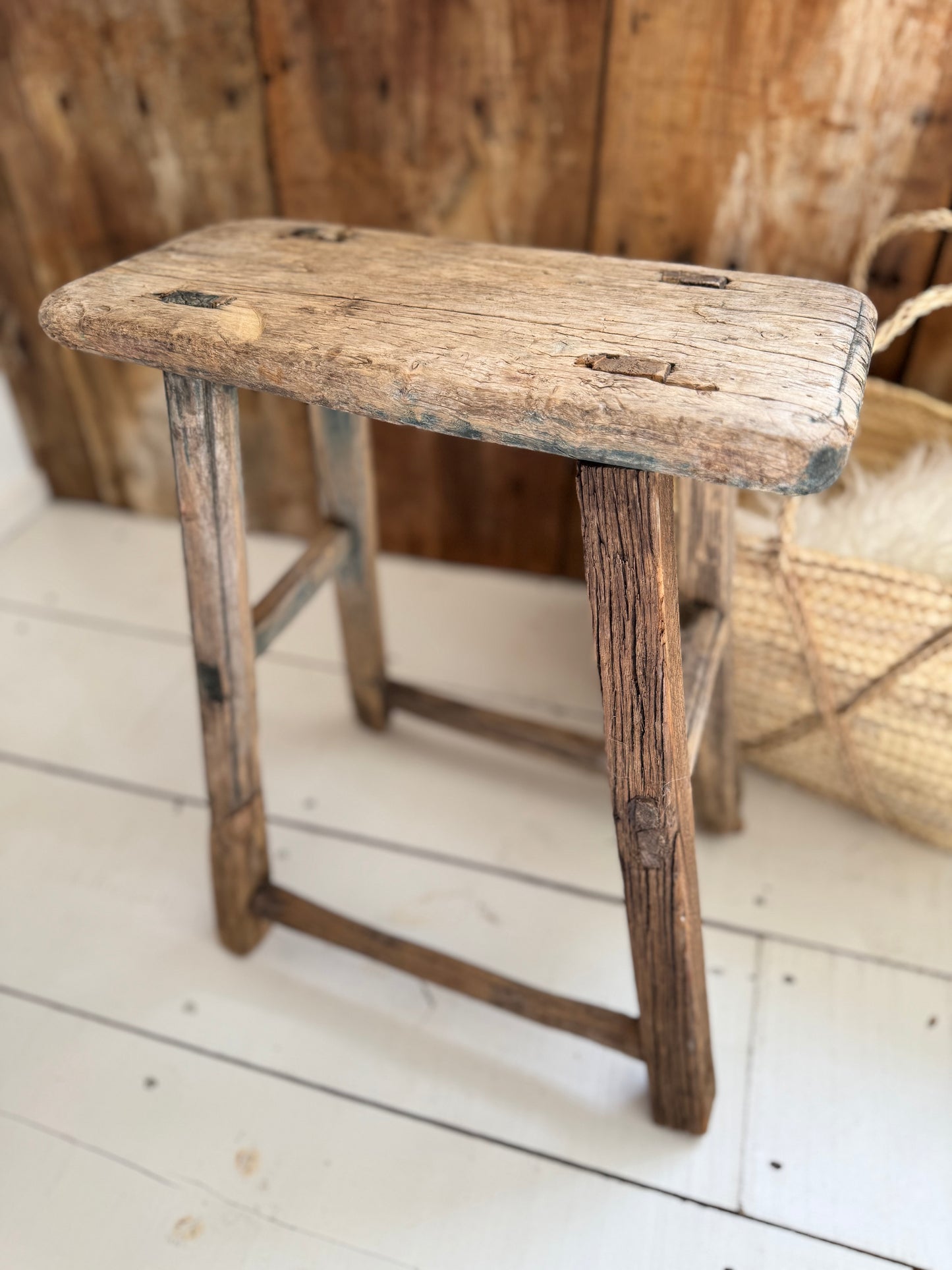 Vintage Elm Rustic Stool