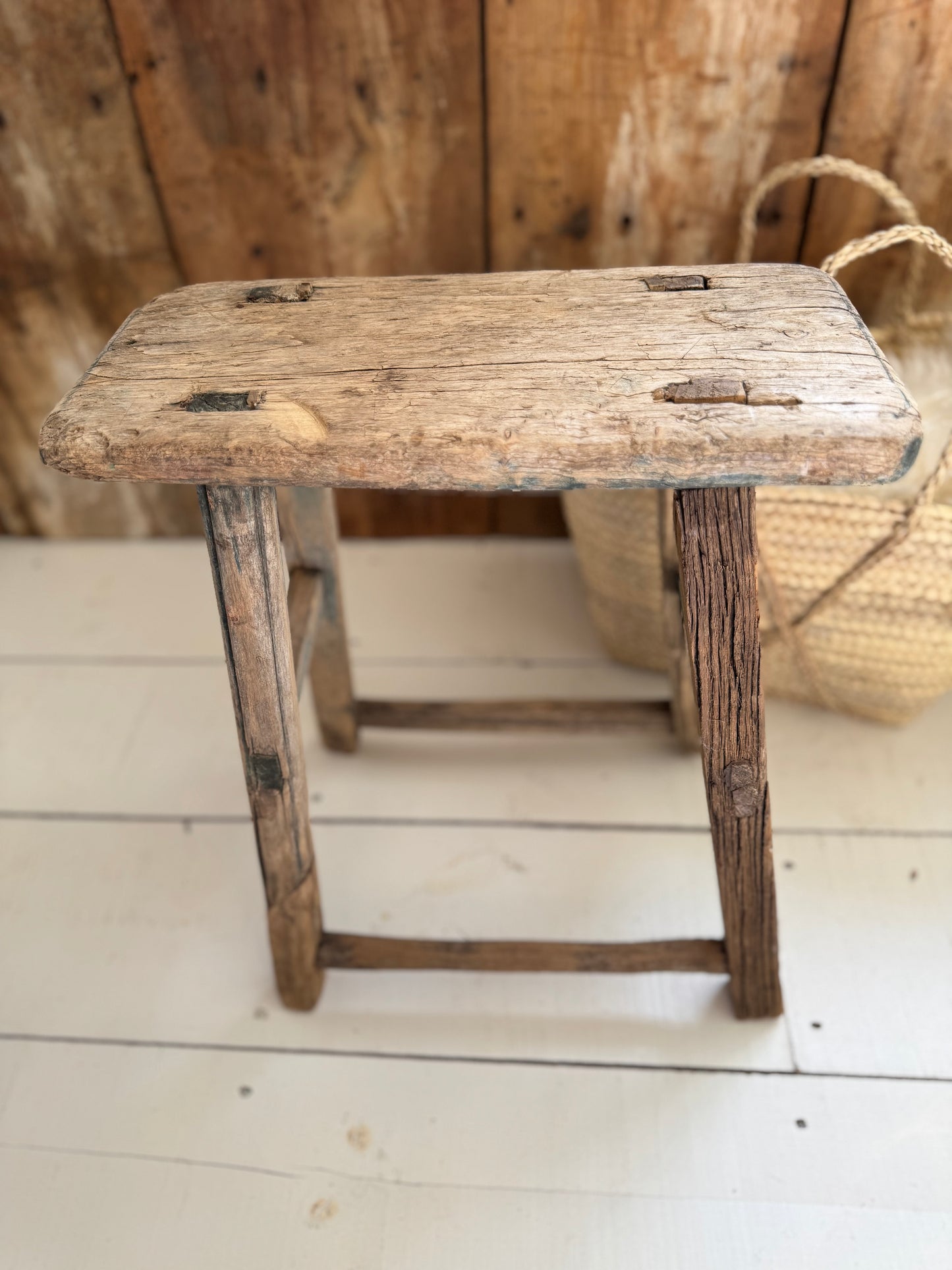 Vintage Elm Rustic Stool