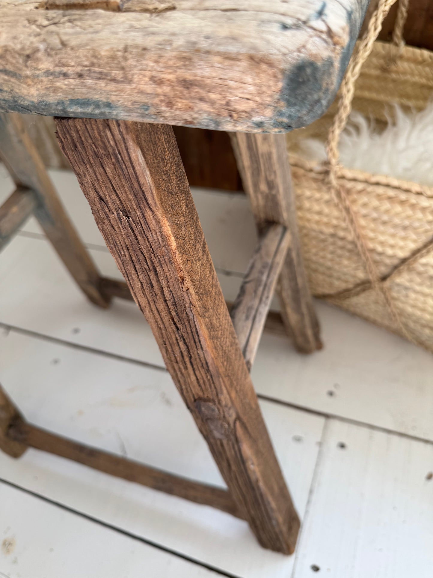 Vintage Elm Rustic Stool