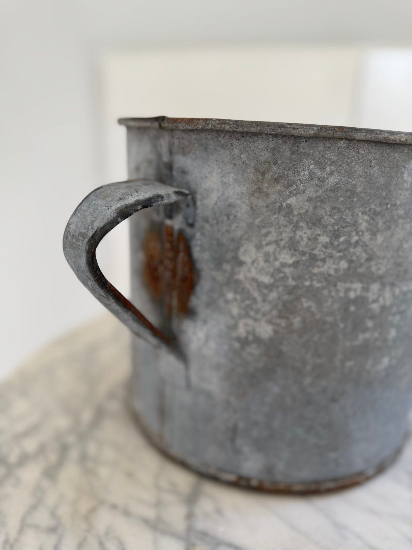 Vintage Small Zinc Galvanised Planter