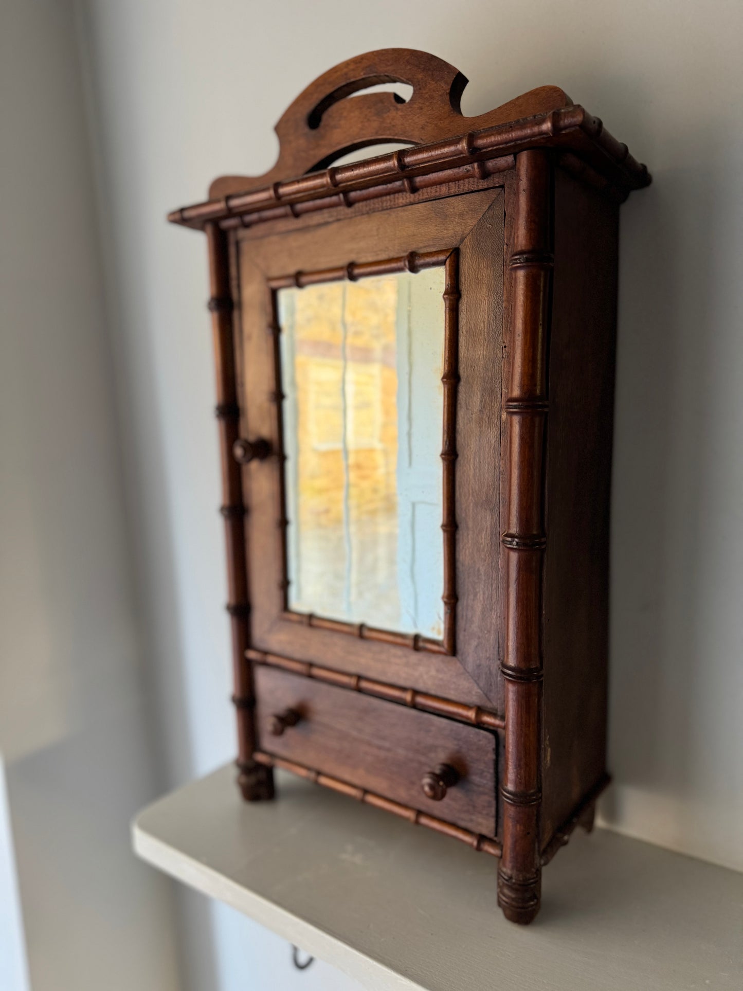 Vintage French Faux Bamboo Small Cabinet
