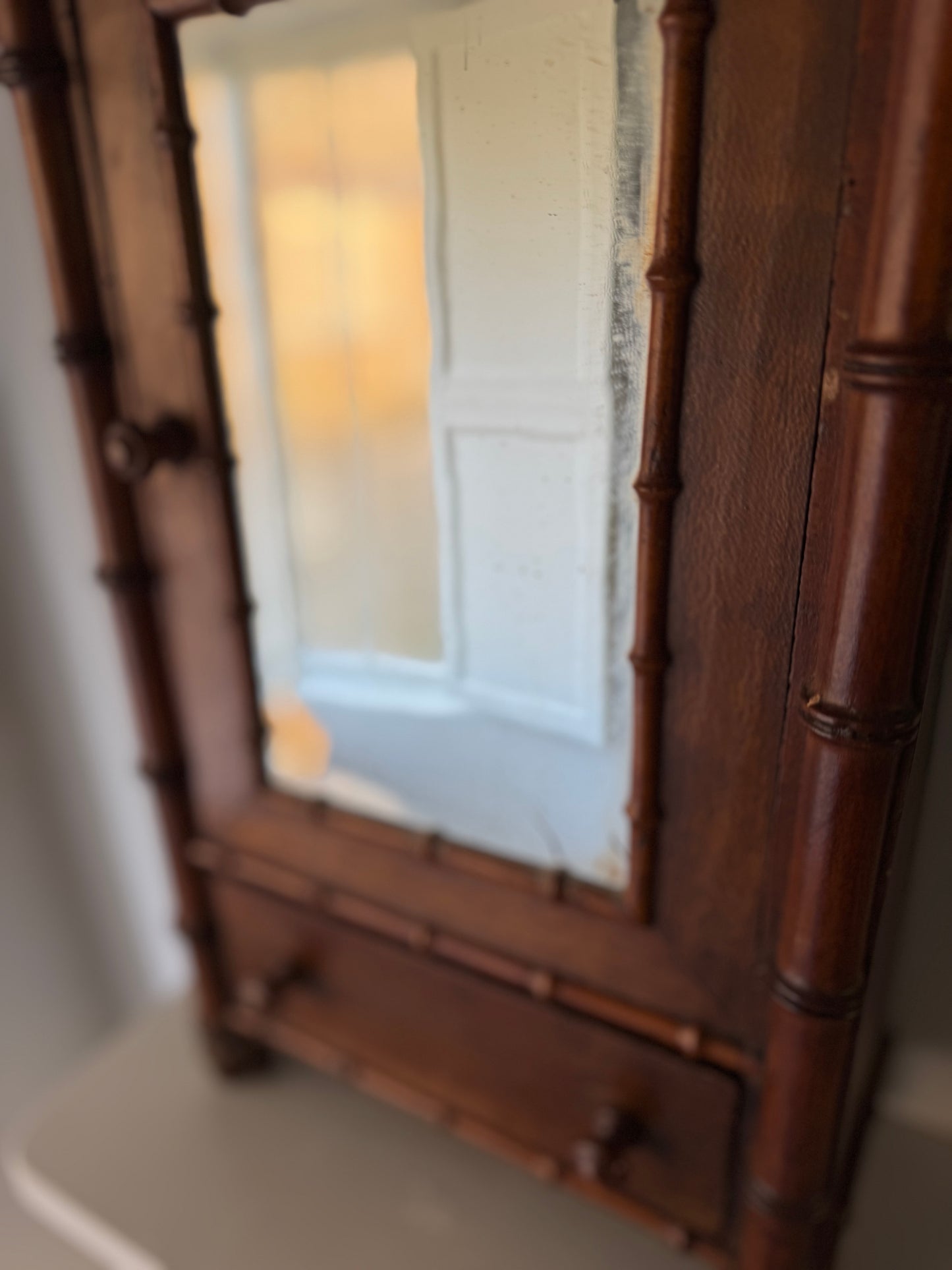 Vintage French Faux Bamboo Small Cabinet