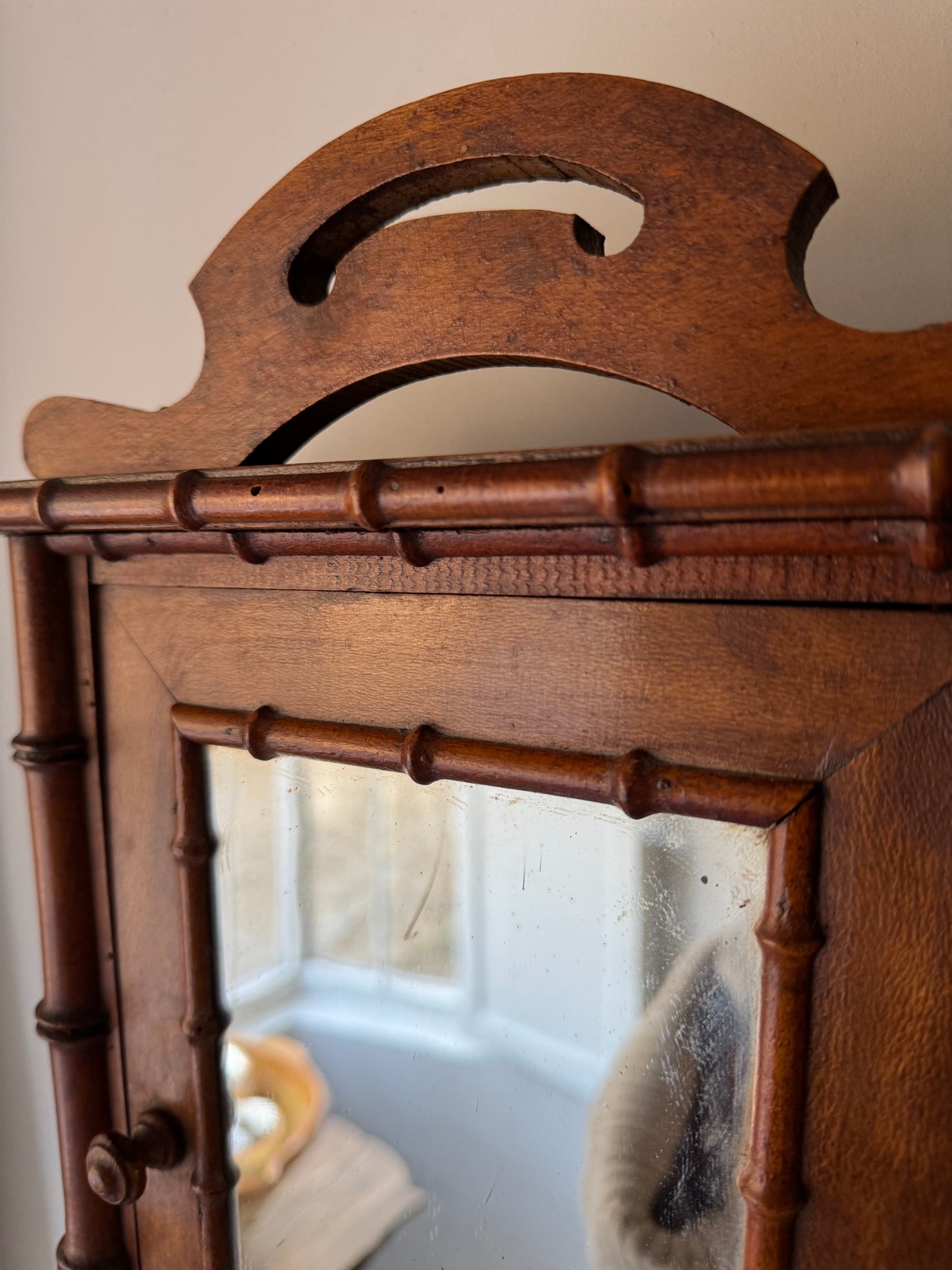 Vintage French Faux Bamboo Small Cabinet
