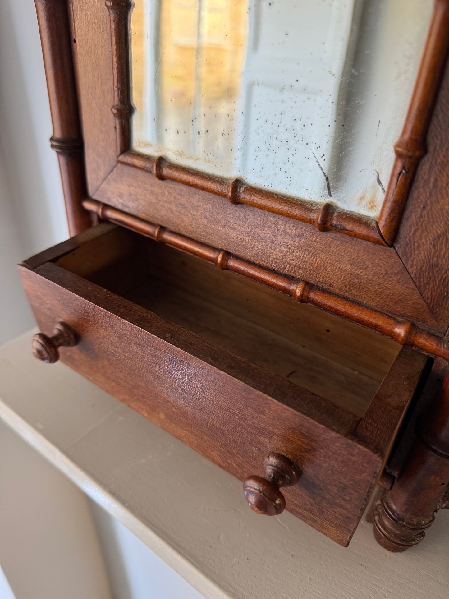 Vintage French Faux Bamboo Small Cabinet