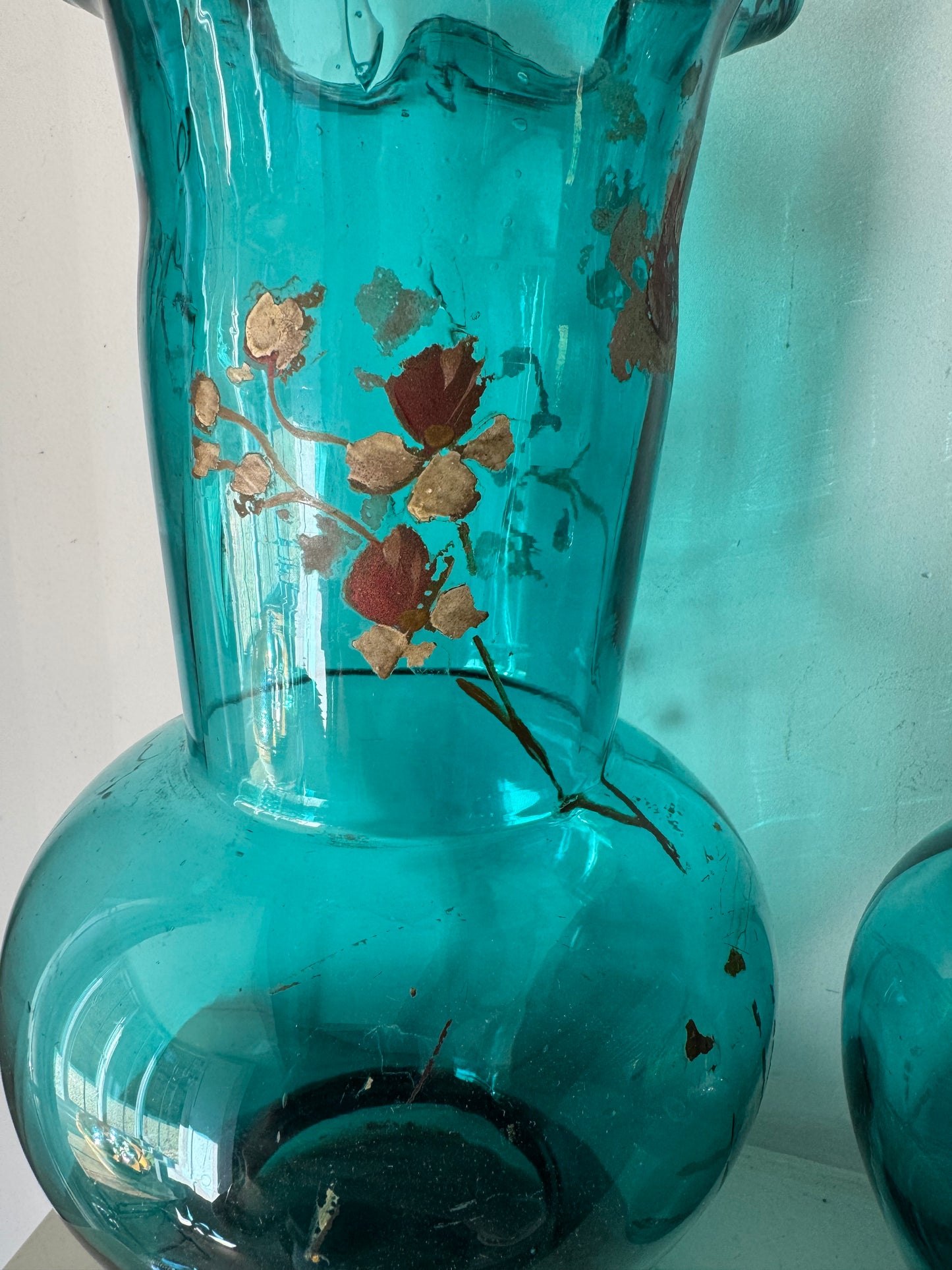 Pair Of Handblown Vintage French Glass Vases