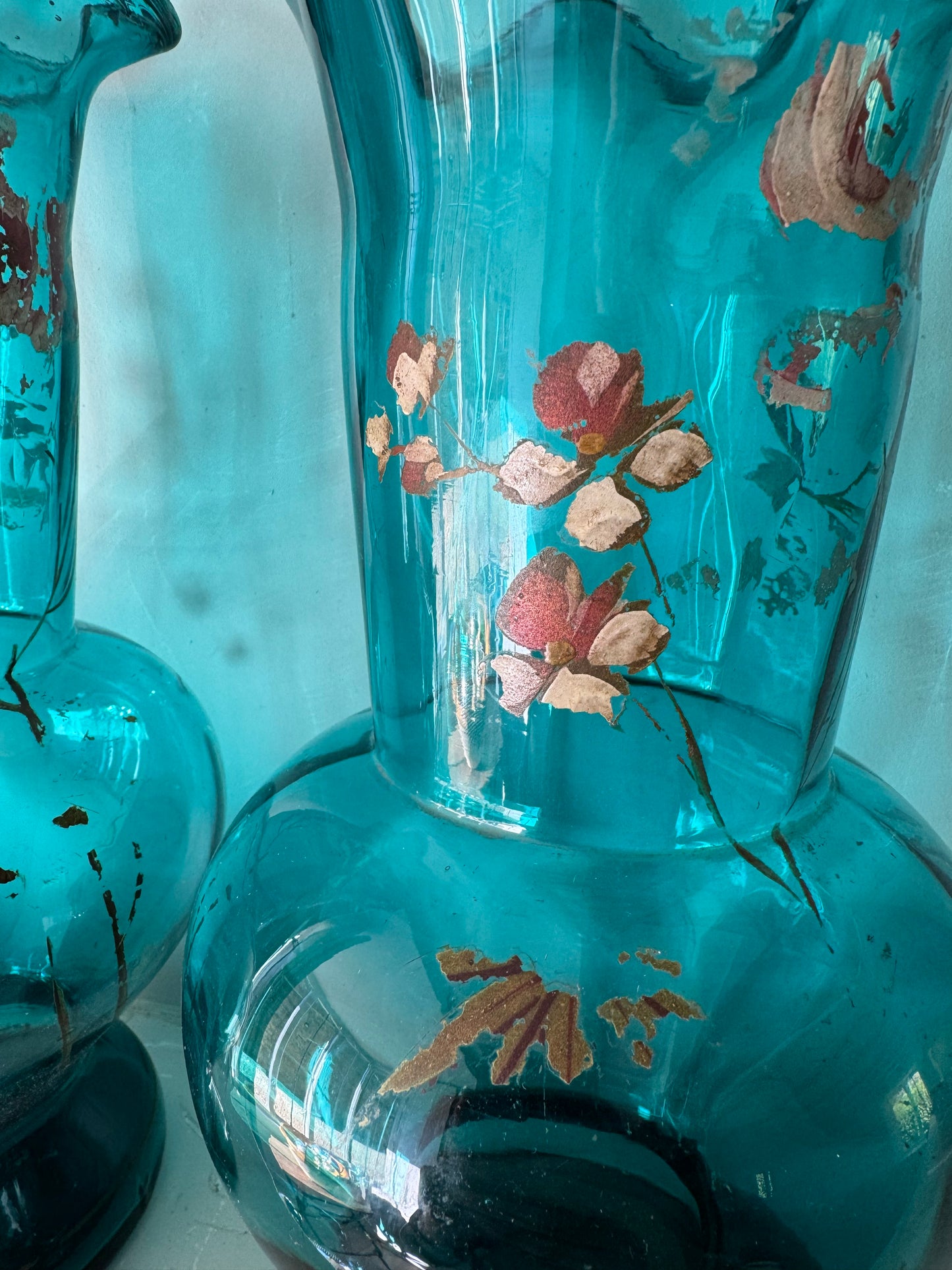 Pair Of Handblown Vintage French Glass Vases
