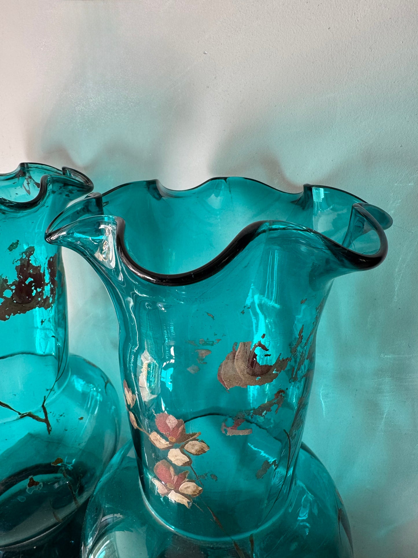 Pair Of Handblown Vintage French Glass Vases