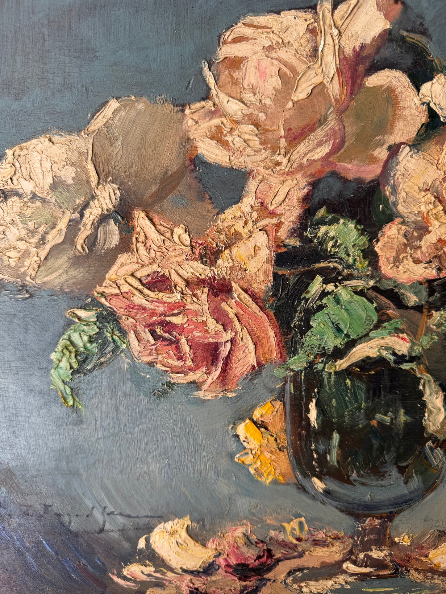 Vintage French Flowers Still Life on Board