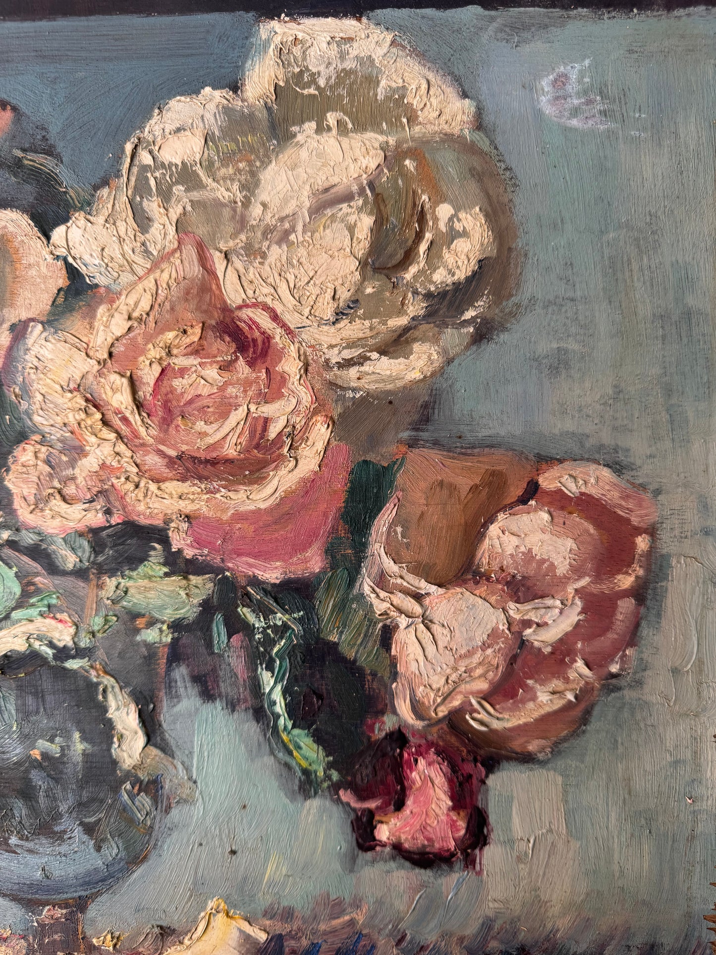 Vintage French Flowers Still Life on Board