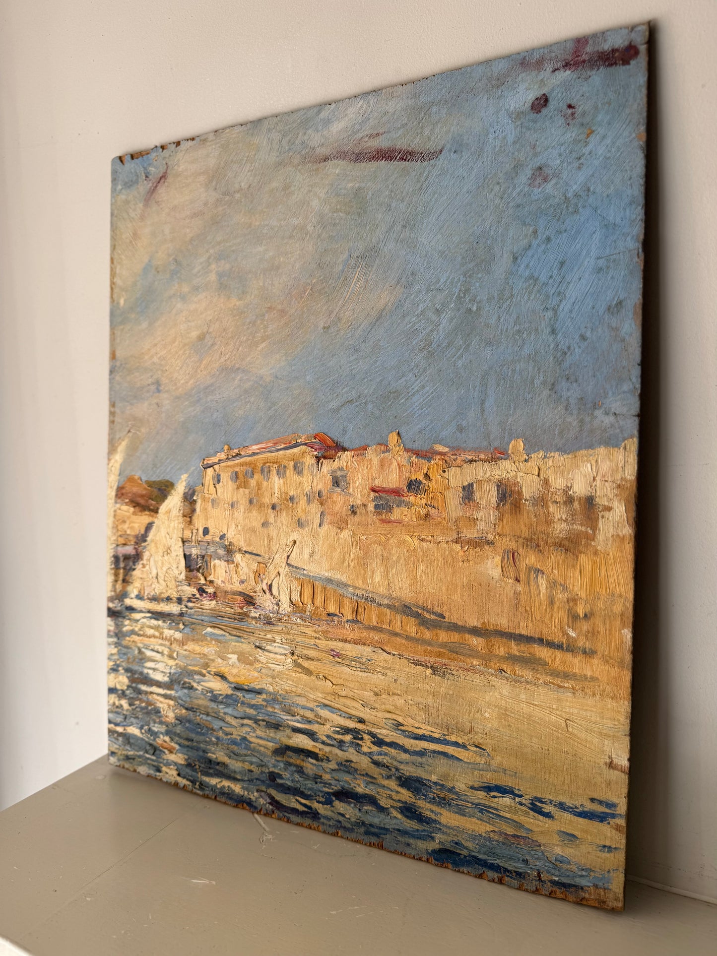 Vintage French Harbour Scene on Board