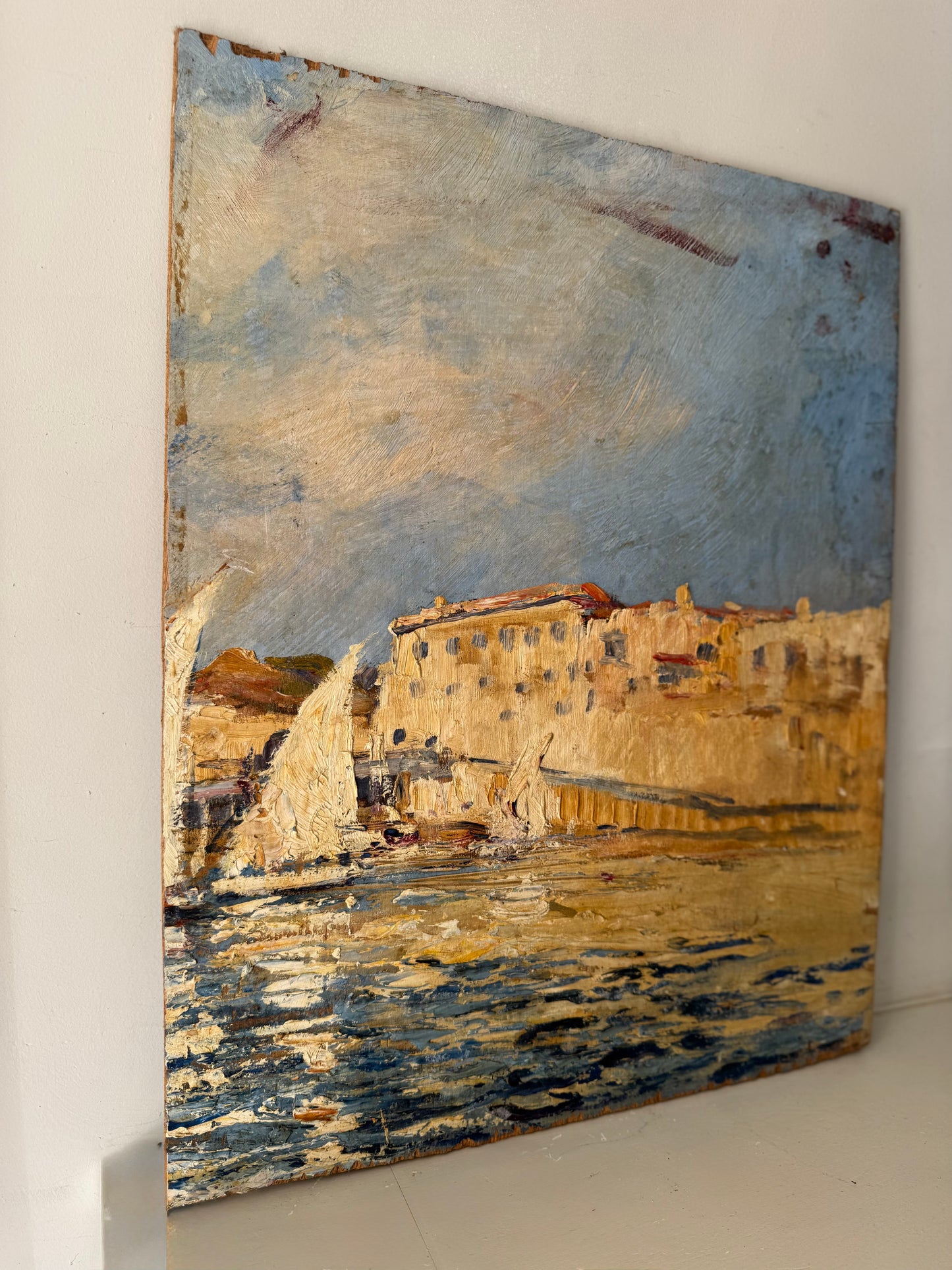 Vintage French Harbour Scene on Board