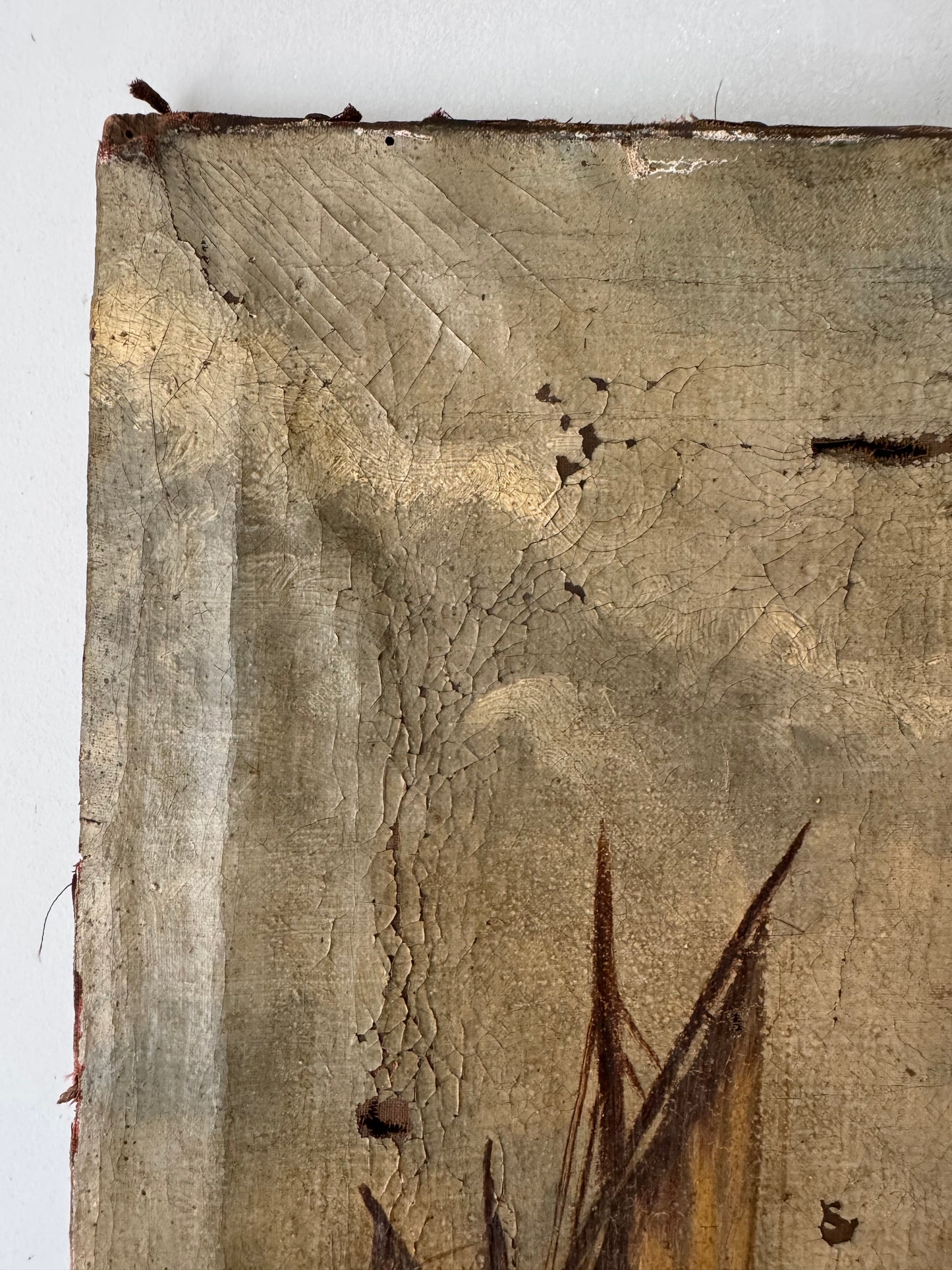 Antique Oil On Canvas Sail Boats In Dock