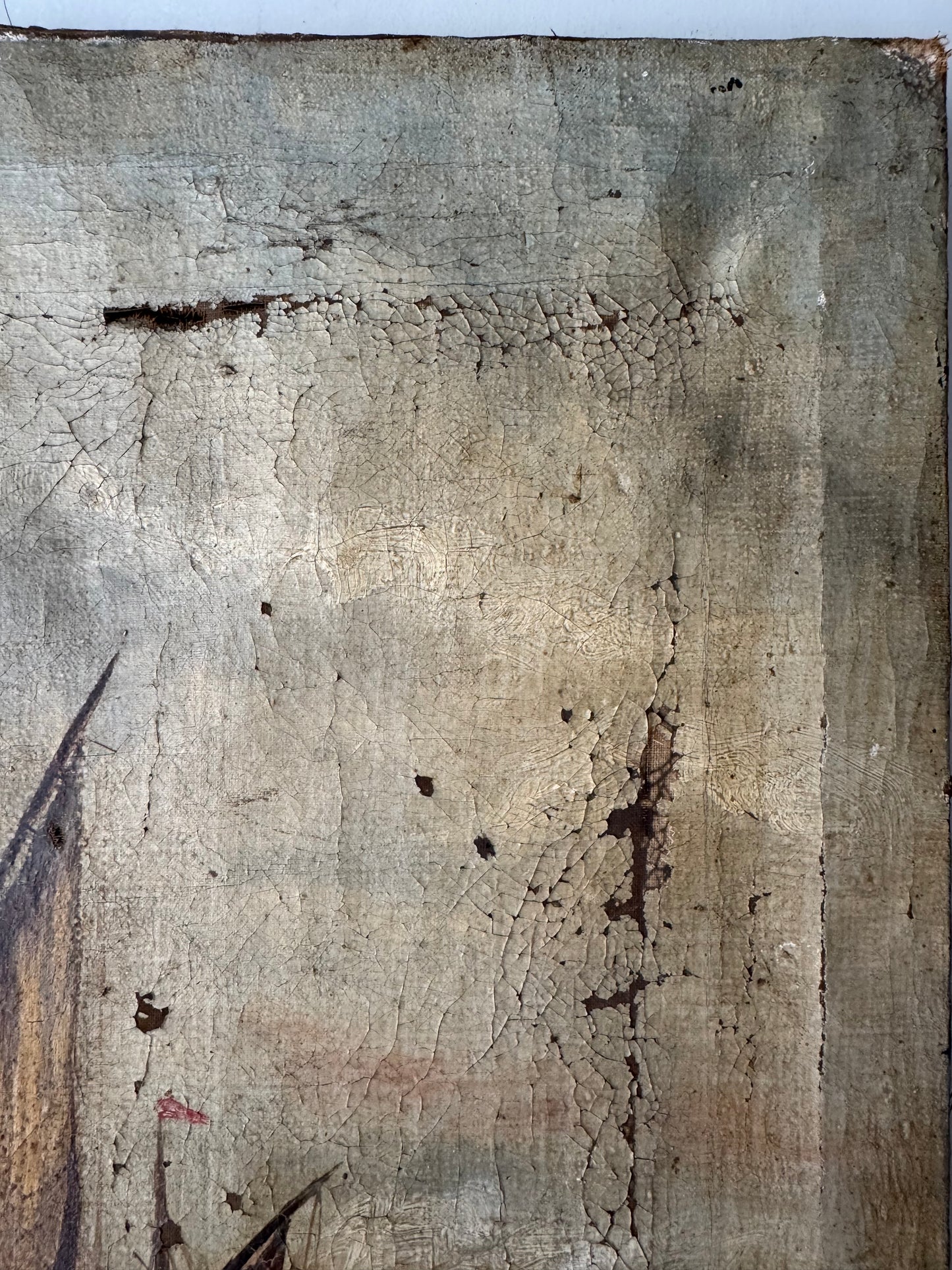 Antique Oil On Canvas Sail Boats In Dock