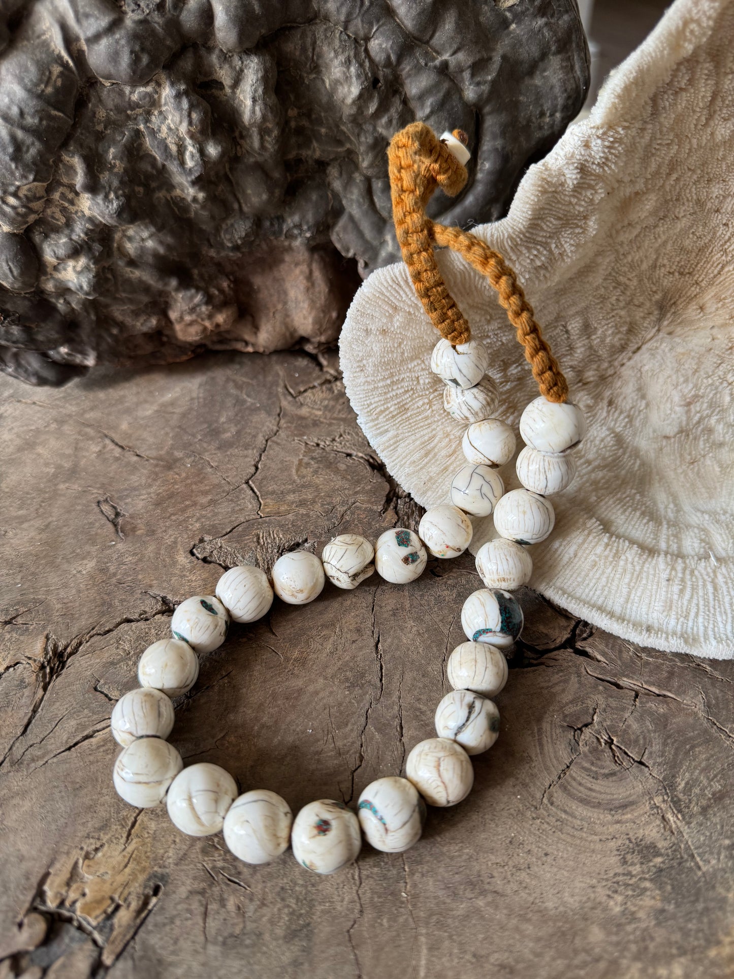 Beautiful Vintage Inlaid Naga Conch Shell Beads