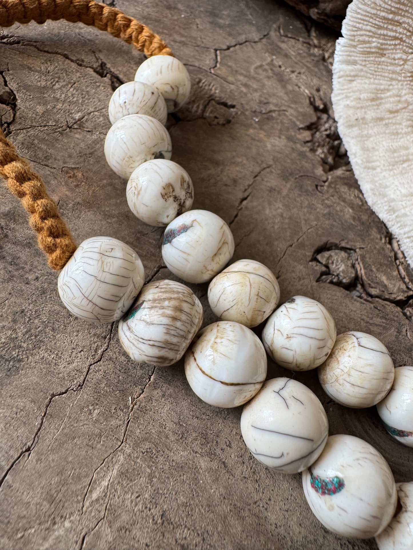 Beautiful Vintage Inlaid Naga Conch Shell Beads