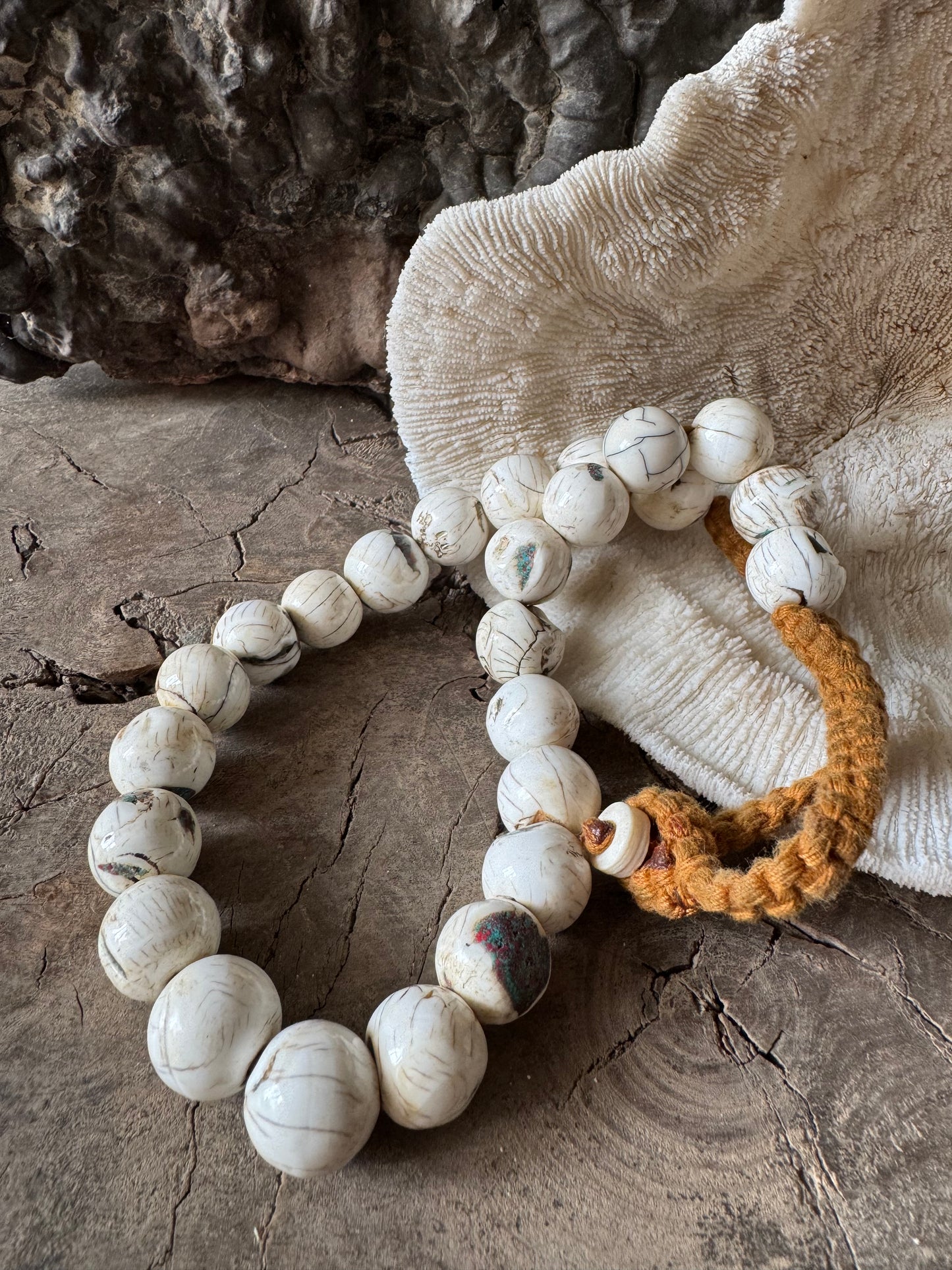 Beautiful Vintage Inlaid Naga Conch Shell Beads