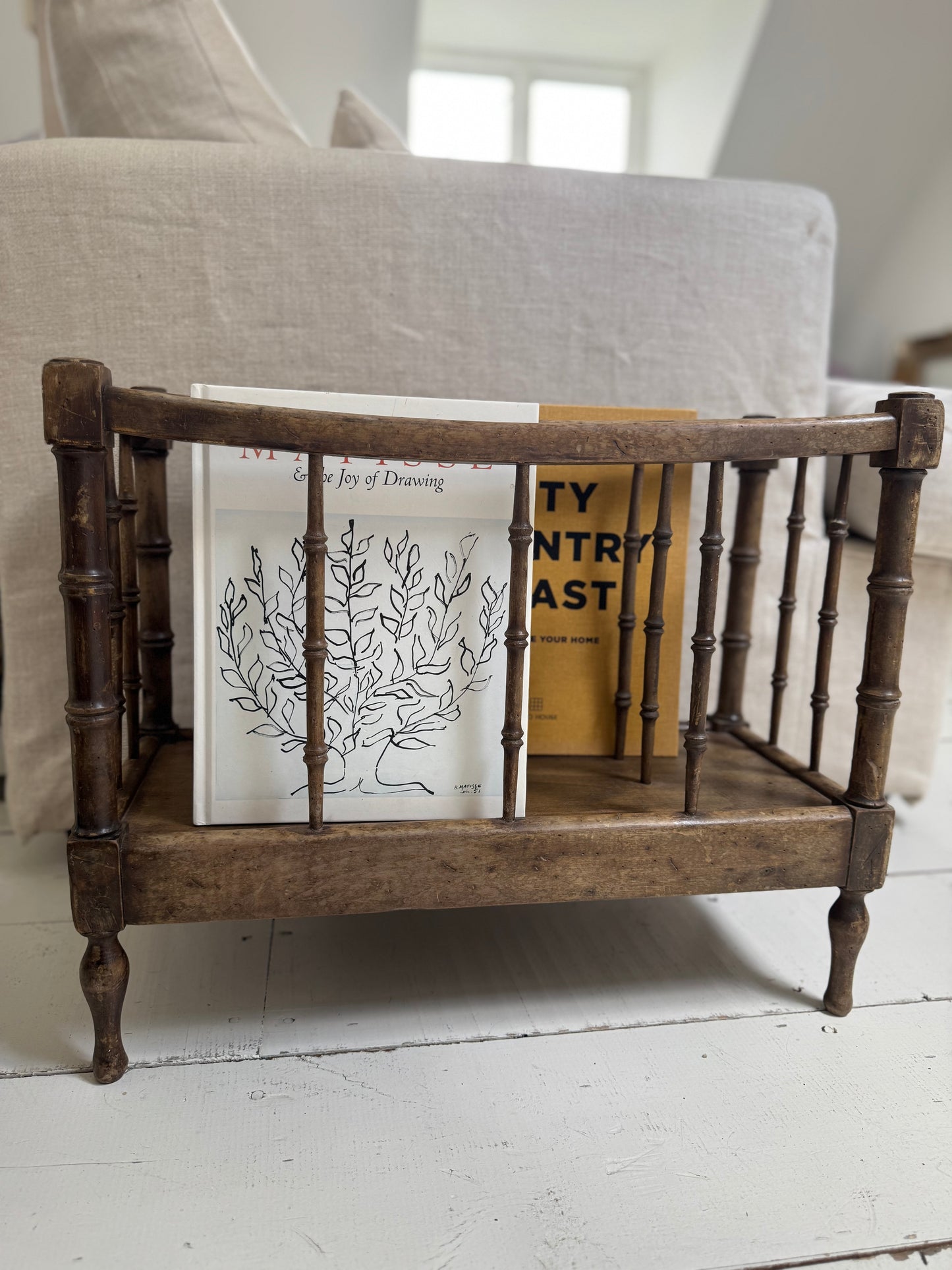 Antique French Faux Bamboo Magazine Rack