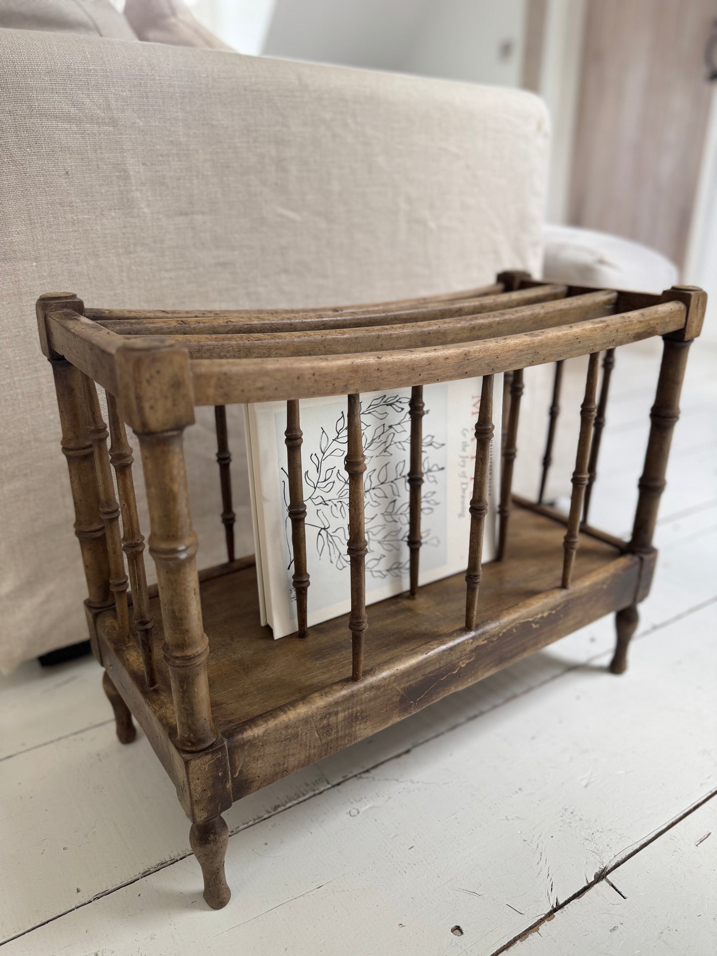 Antique French Faux Bamboo Magazine Rack