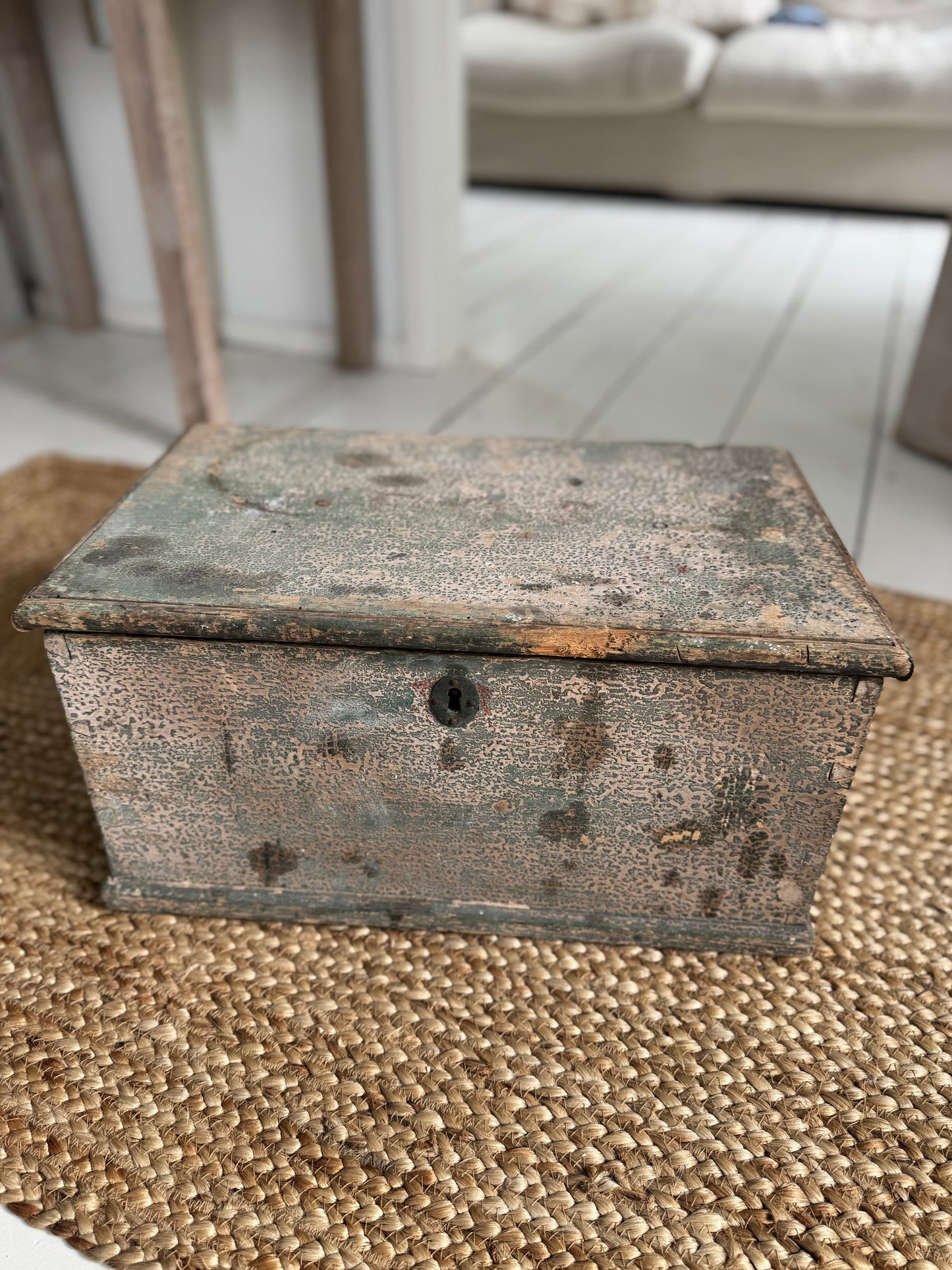 Antique Small Green Wooden Box
