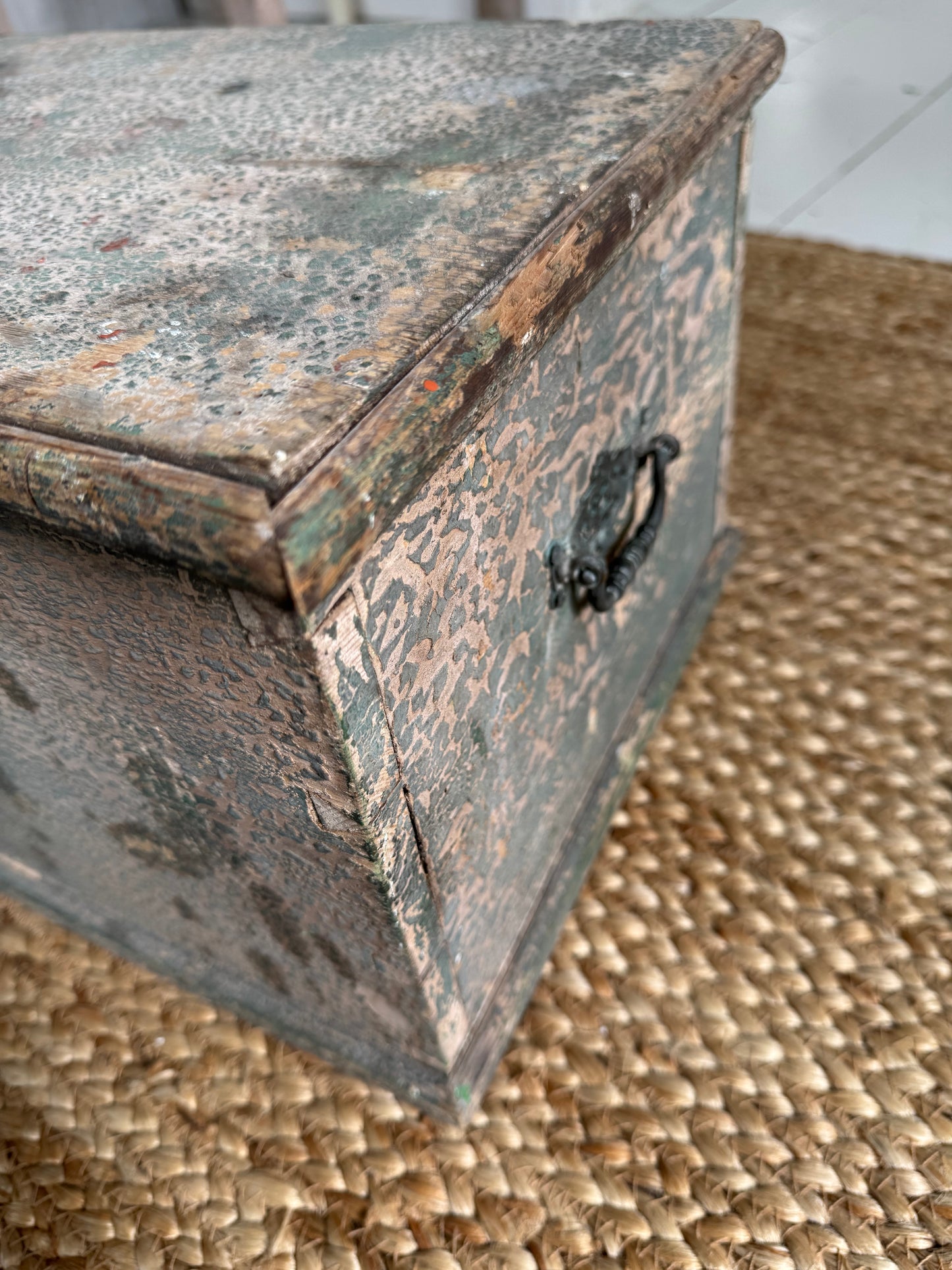 Antique Small Green Wooden Box