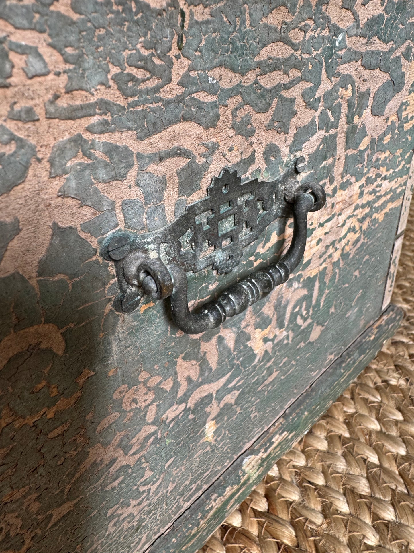 Antique Small Green Wooden Box