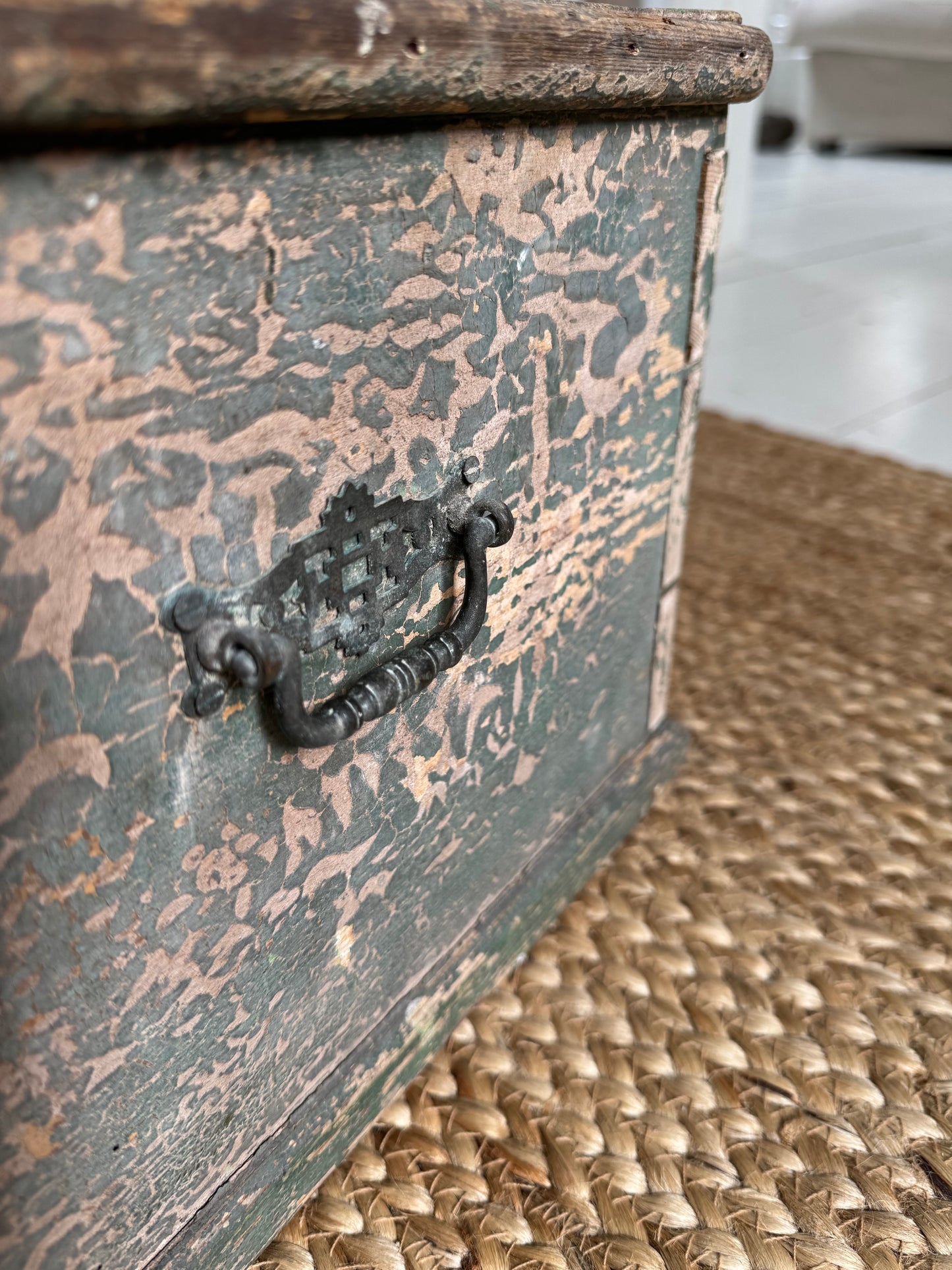 Antique Small Green Wooden Box