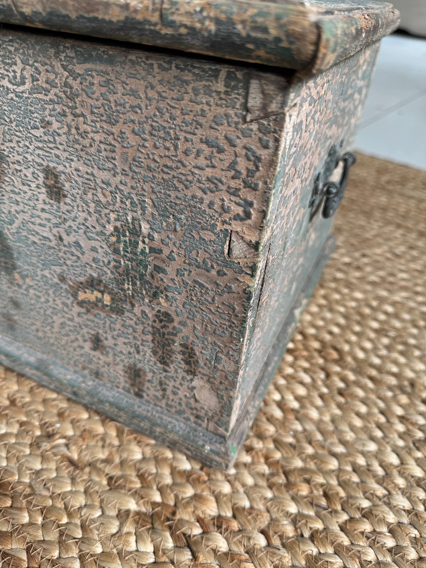 Antique Small Green Wooden Box