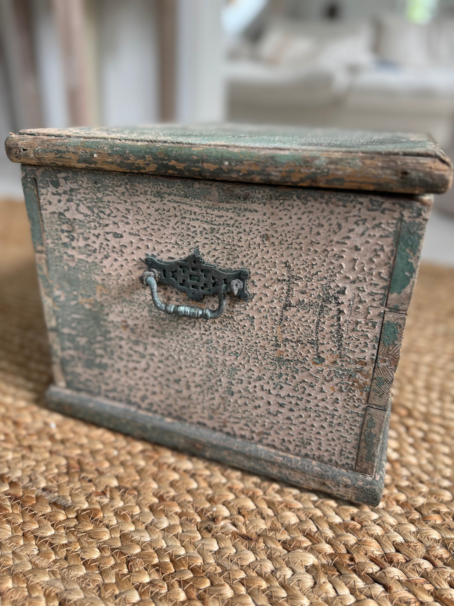 Antique Small Green Wooden Box