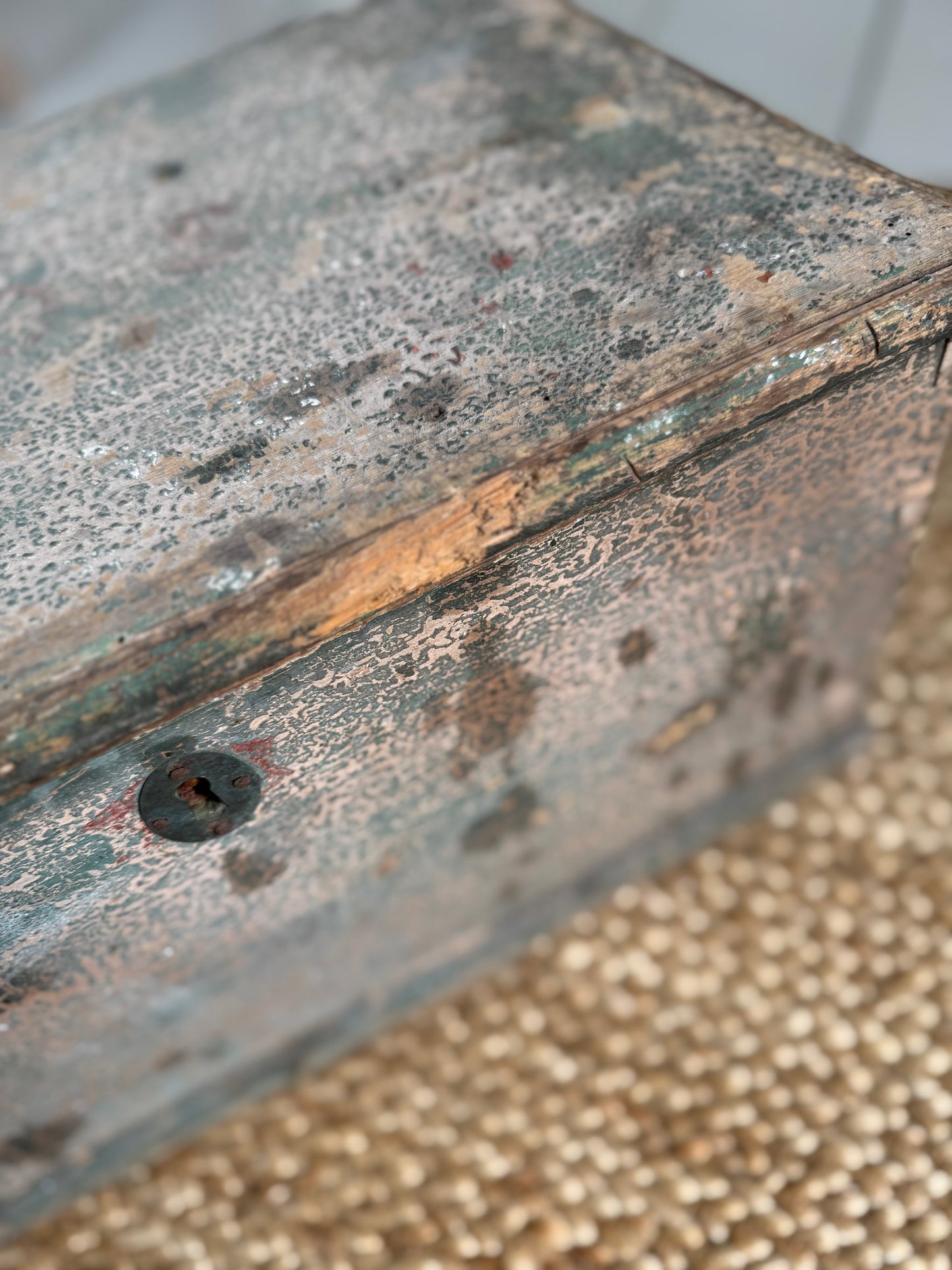 Antique Small Green Wooden Box