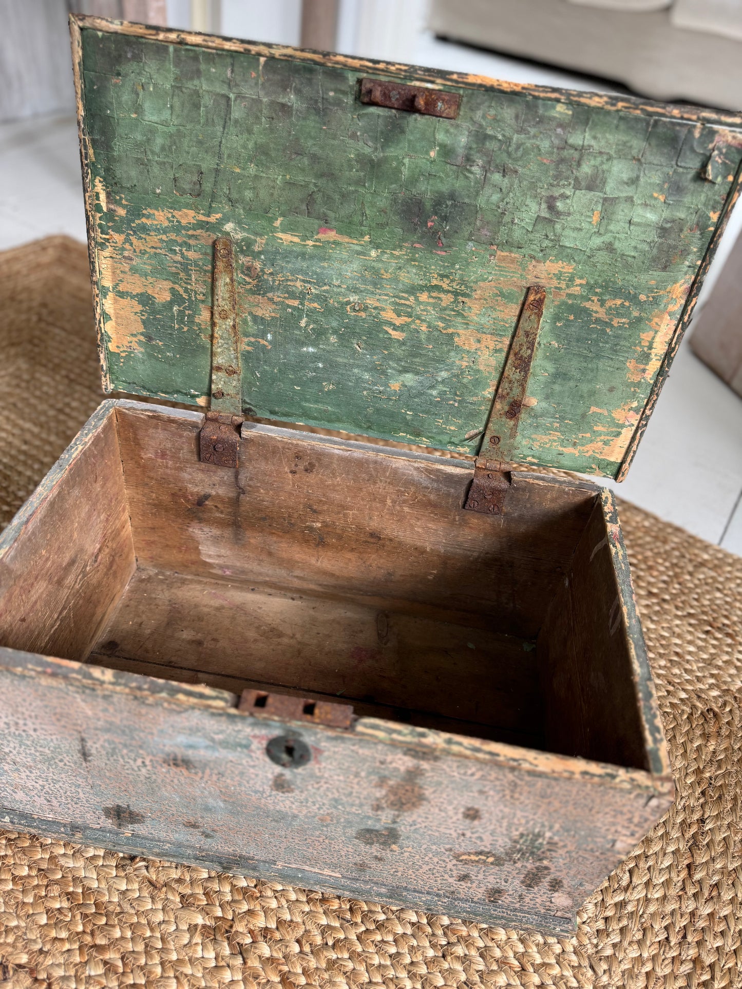 Antique Small Green Wooden Box