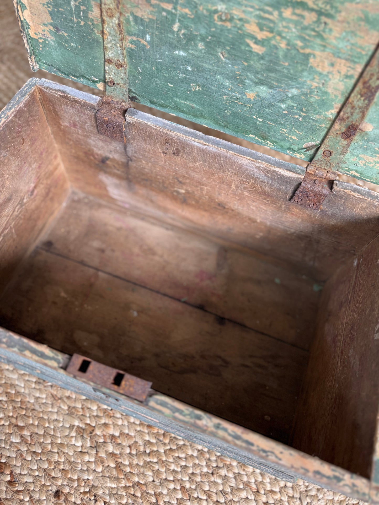 Antique Small Green Wooden Box