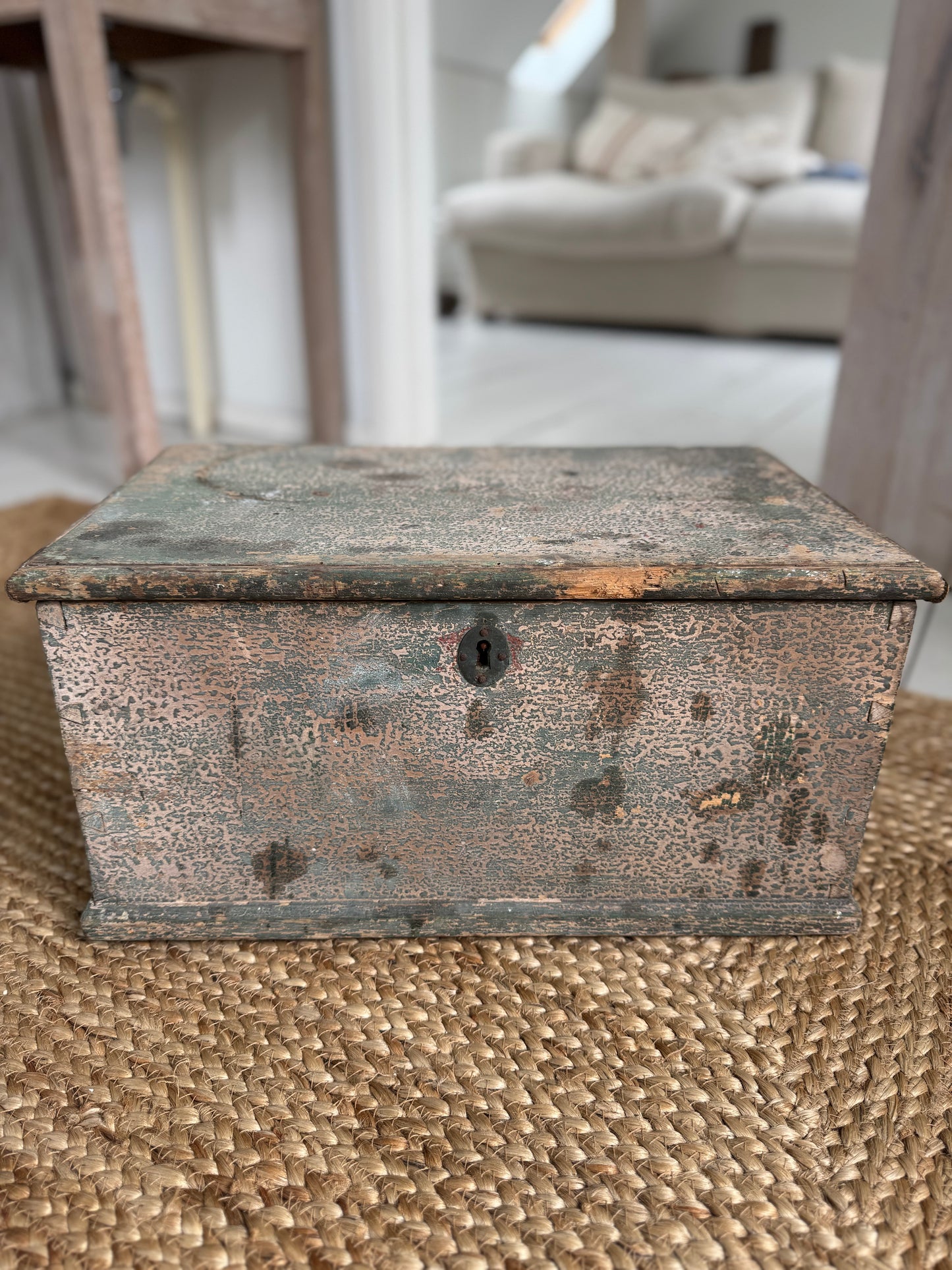 Antique Small Green Wooden Box