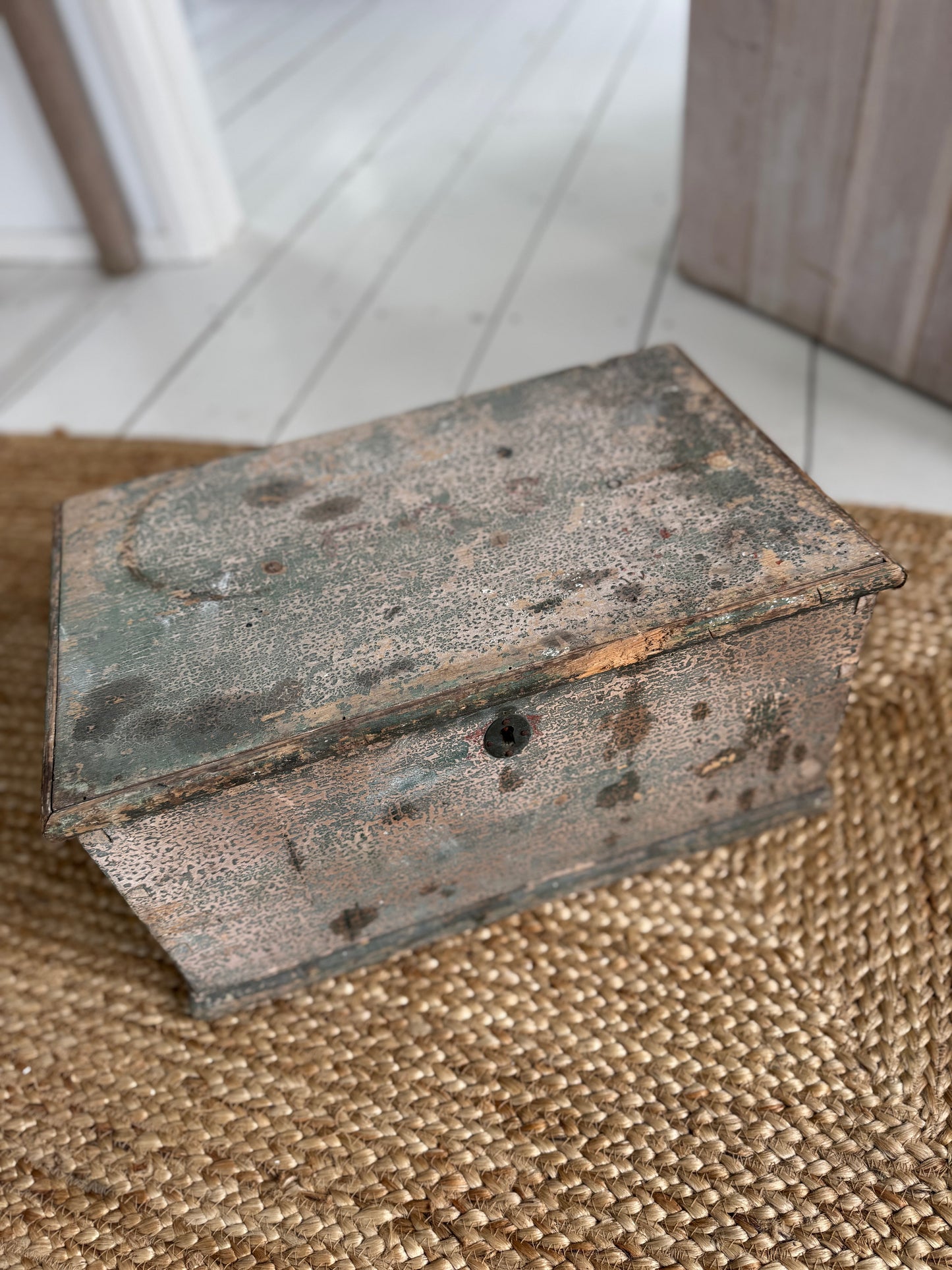 Antique Small Green Wooden Box