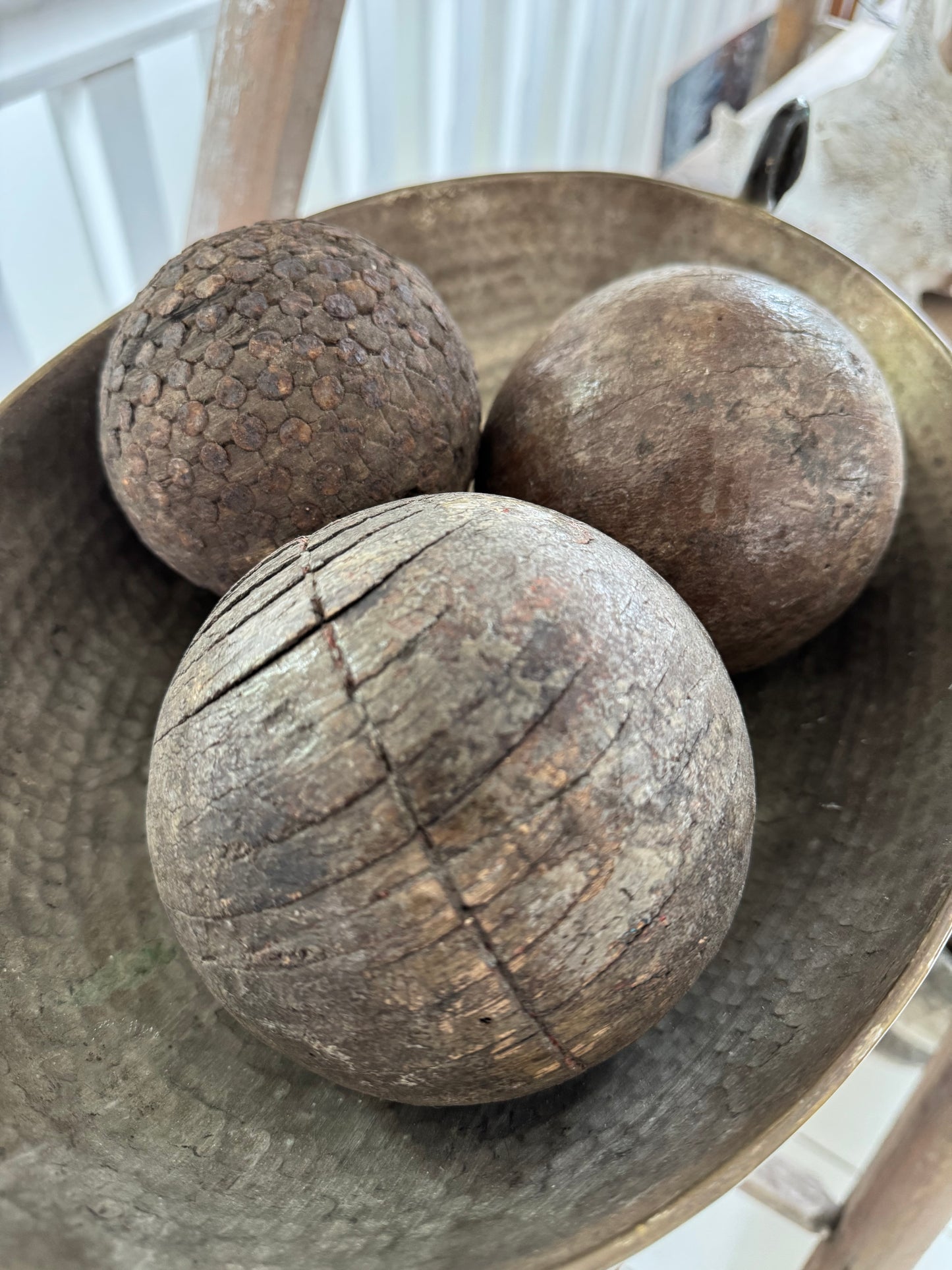 Antique Weathered Wooden Pétanque Ball