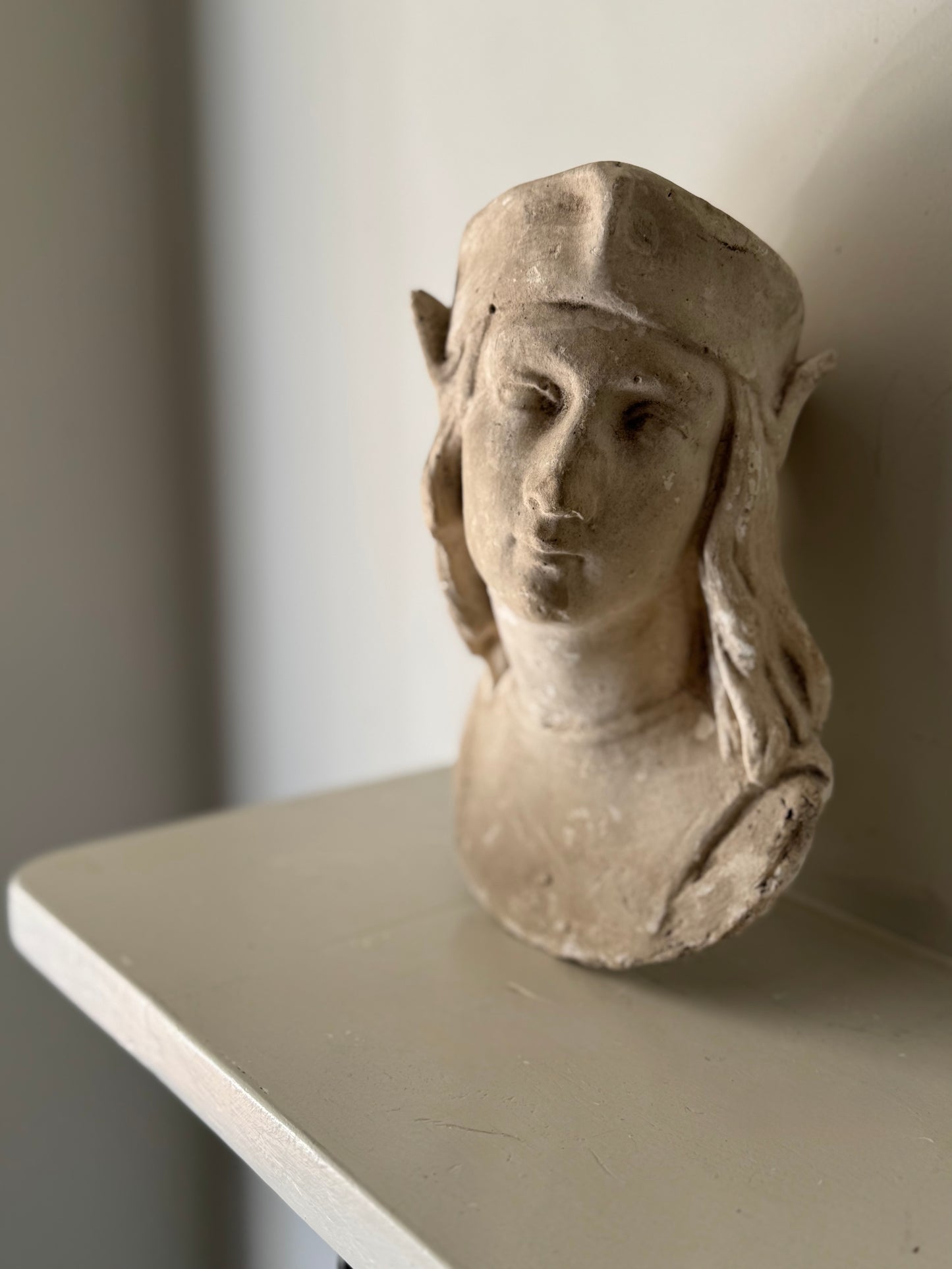Antique French Plaster Female Bust