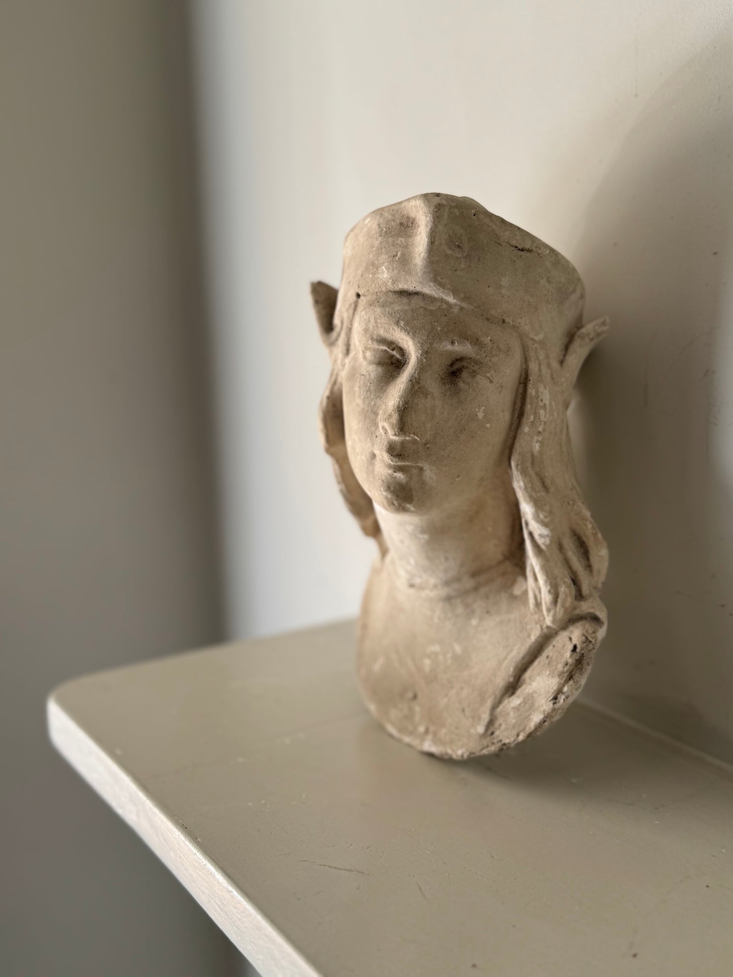 Antique French Plaster Female Bust