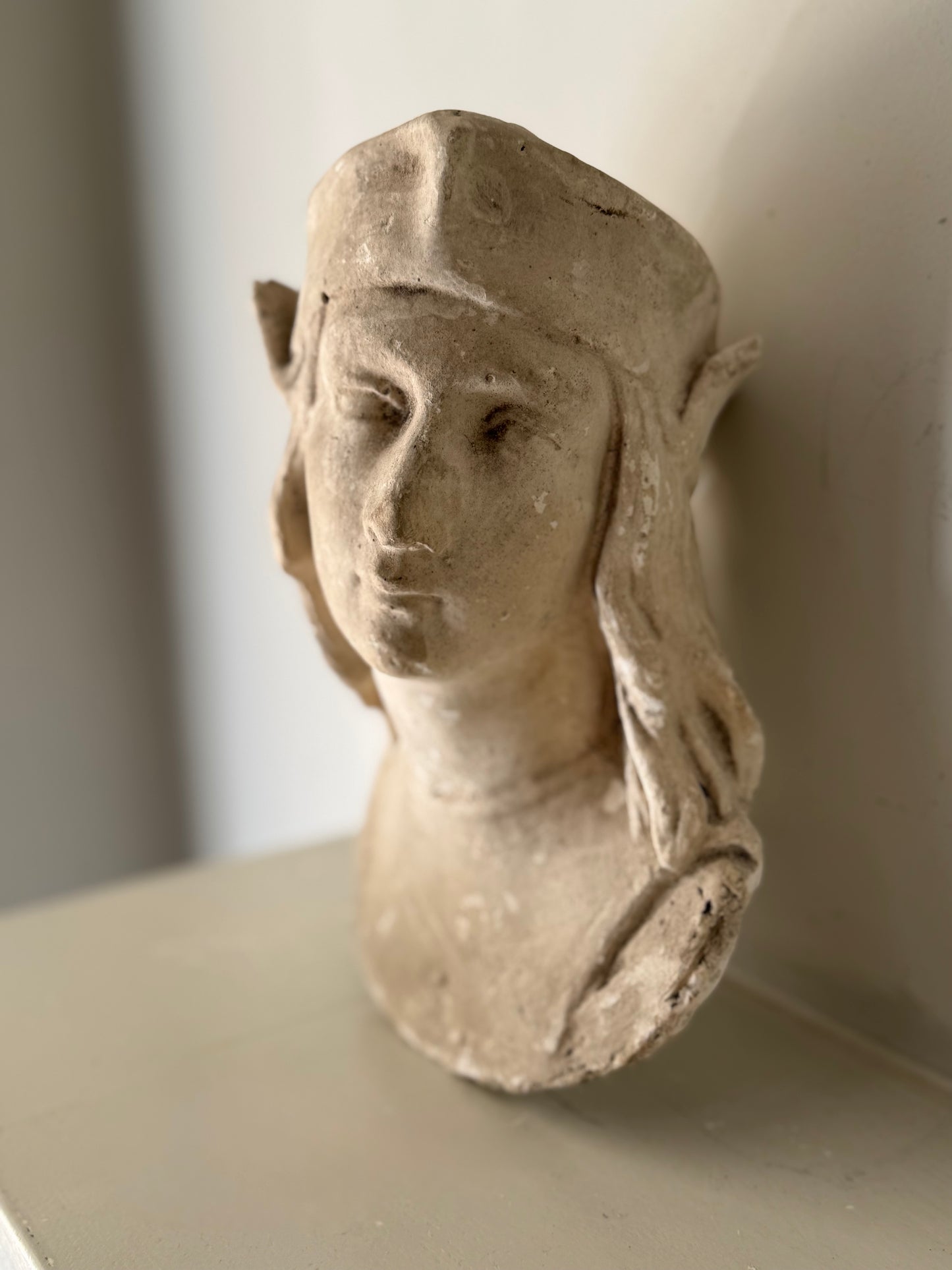 Antique French Plaster Female Bust