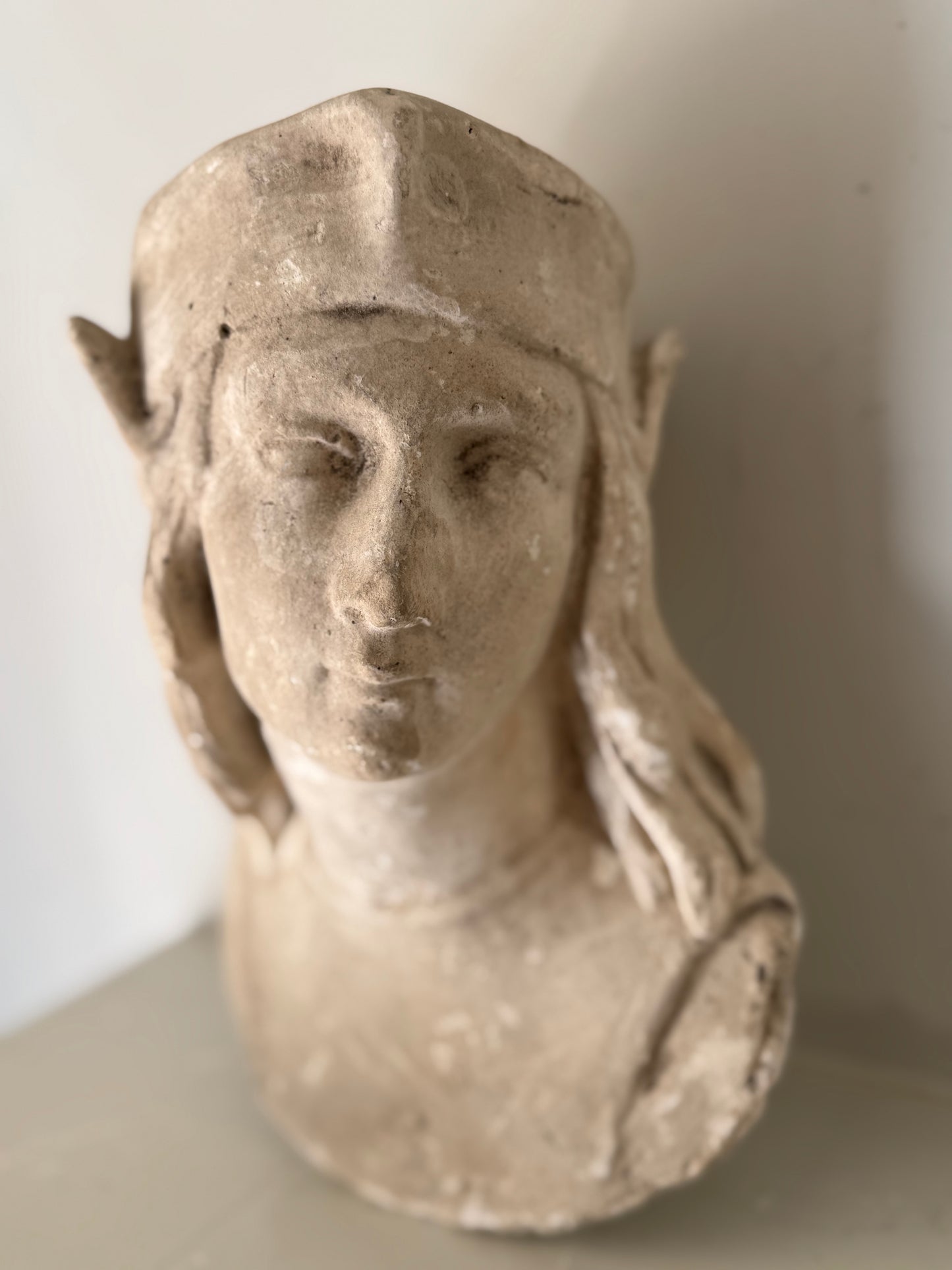 Antique French Plaster Female Bust
