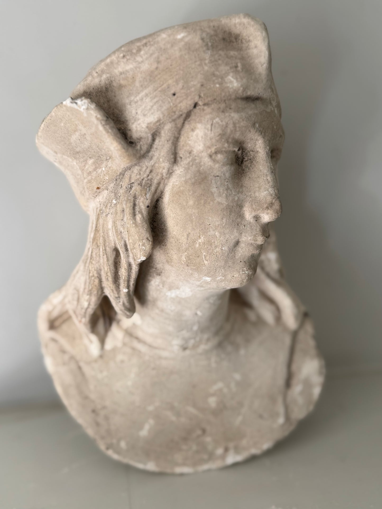 Antique French Plaster Female Bust