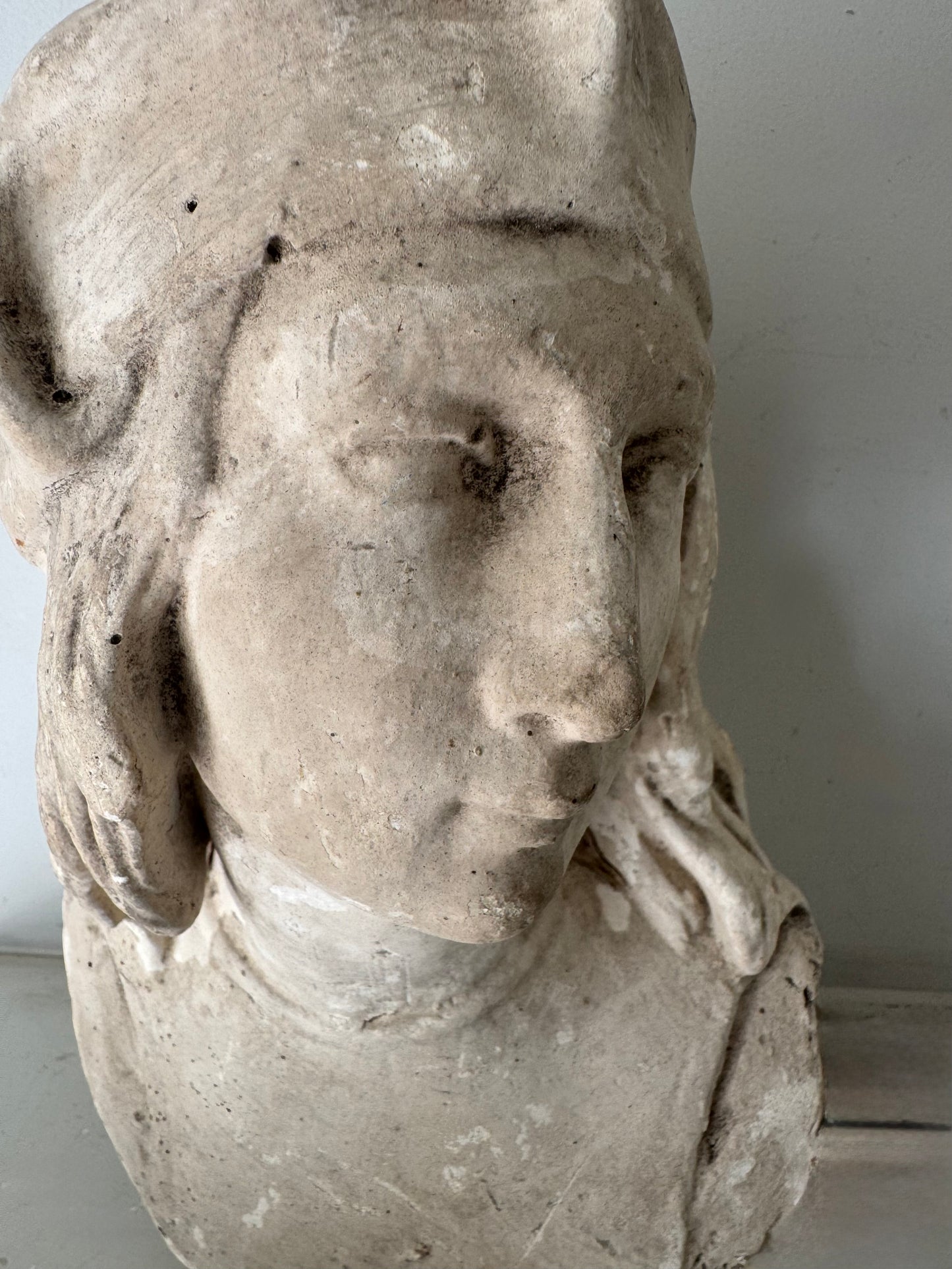 Antique French Plaster Female Bust