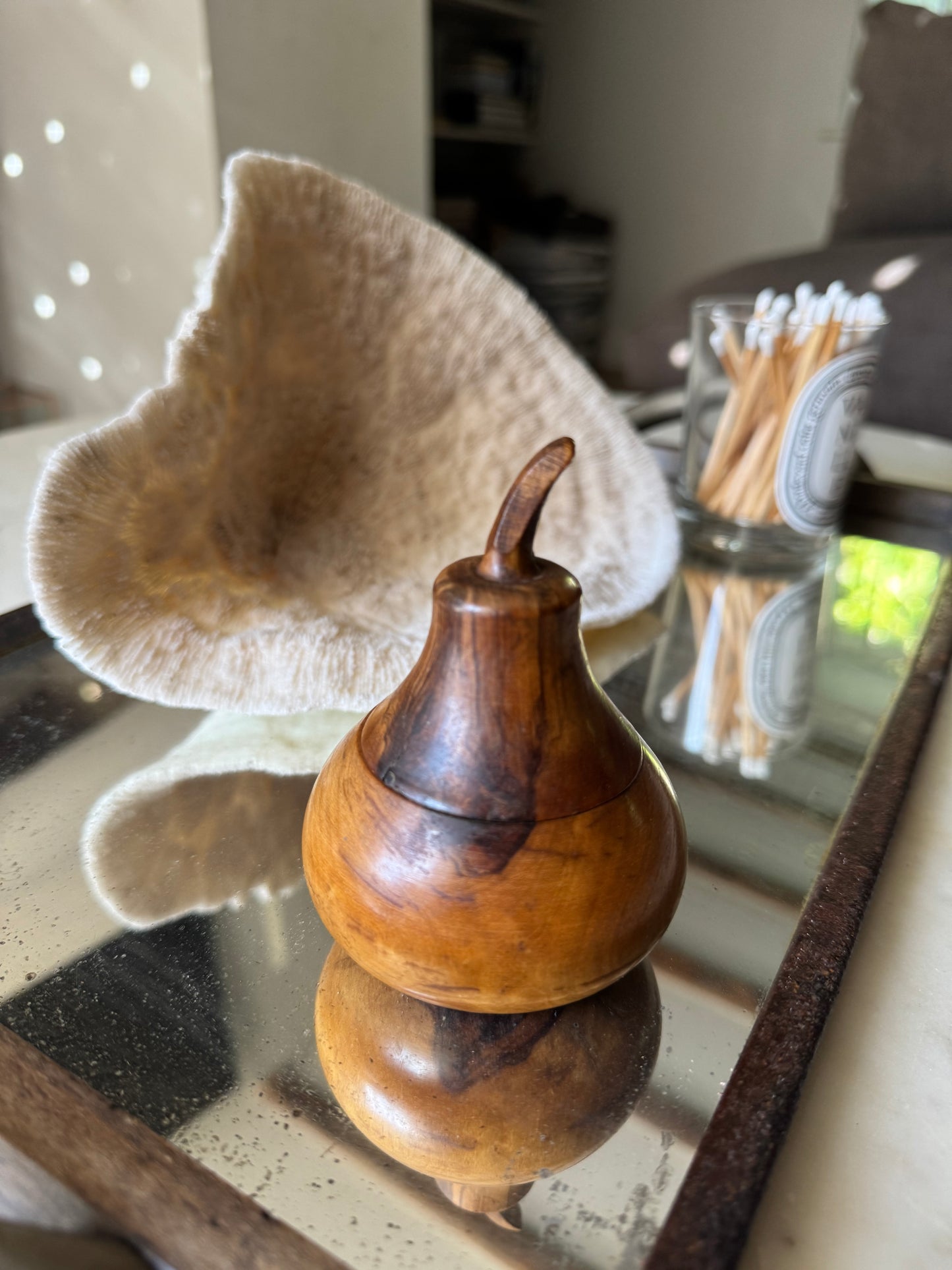 Antique Treenware Wooden Pear Pot