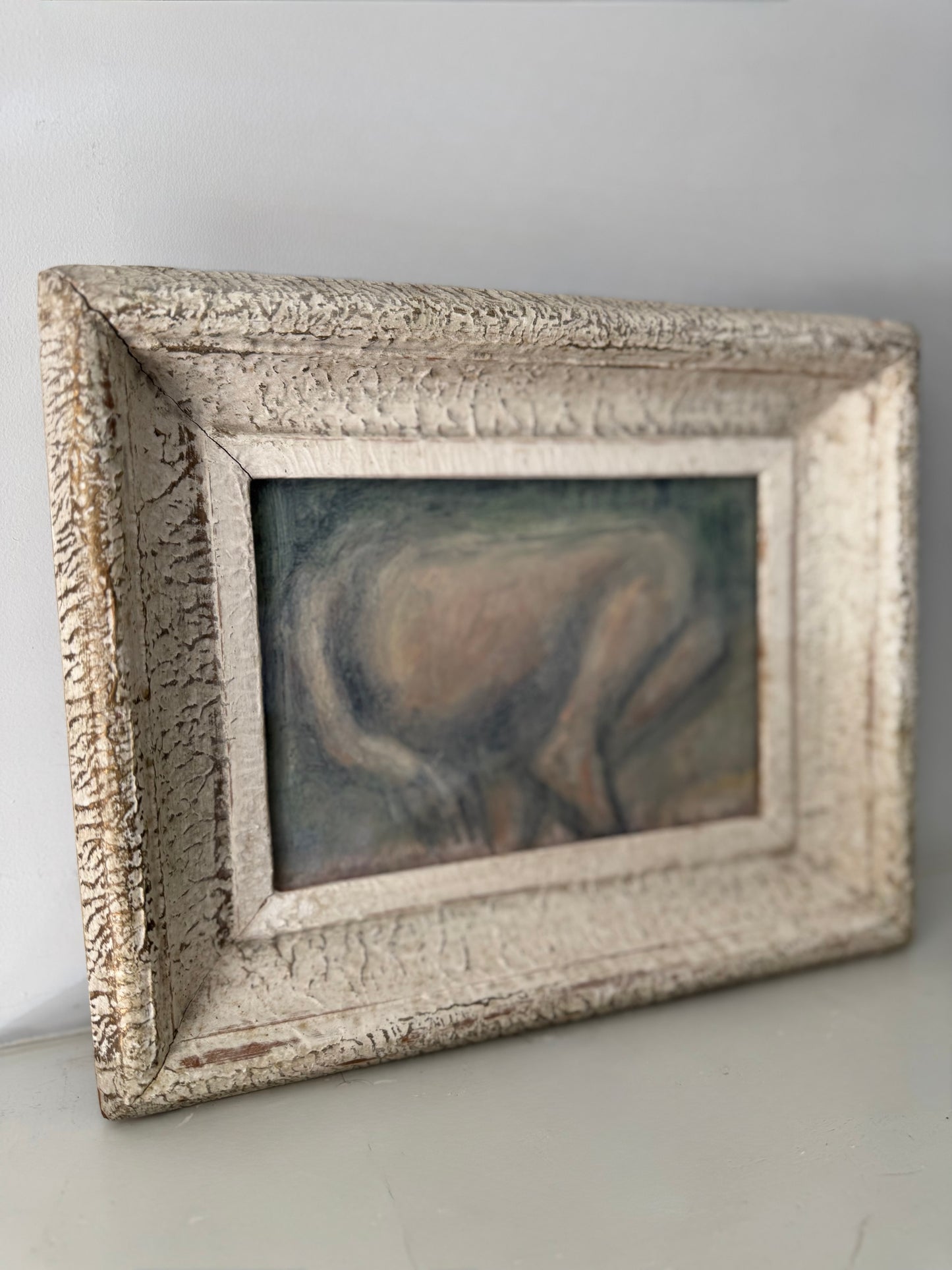 Oil Pastel Nude Figure Study Framed In Vintage French Frame