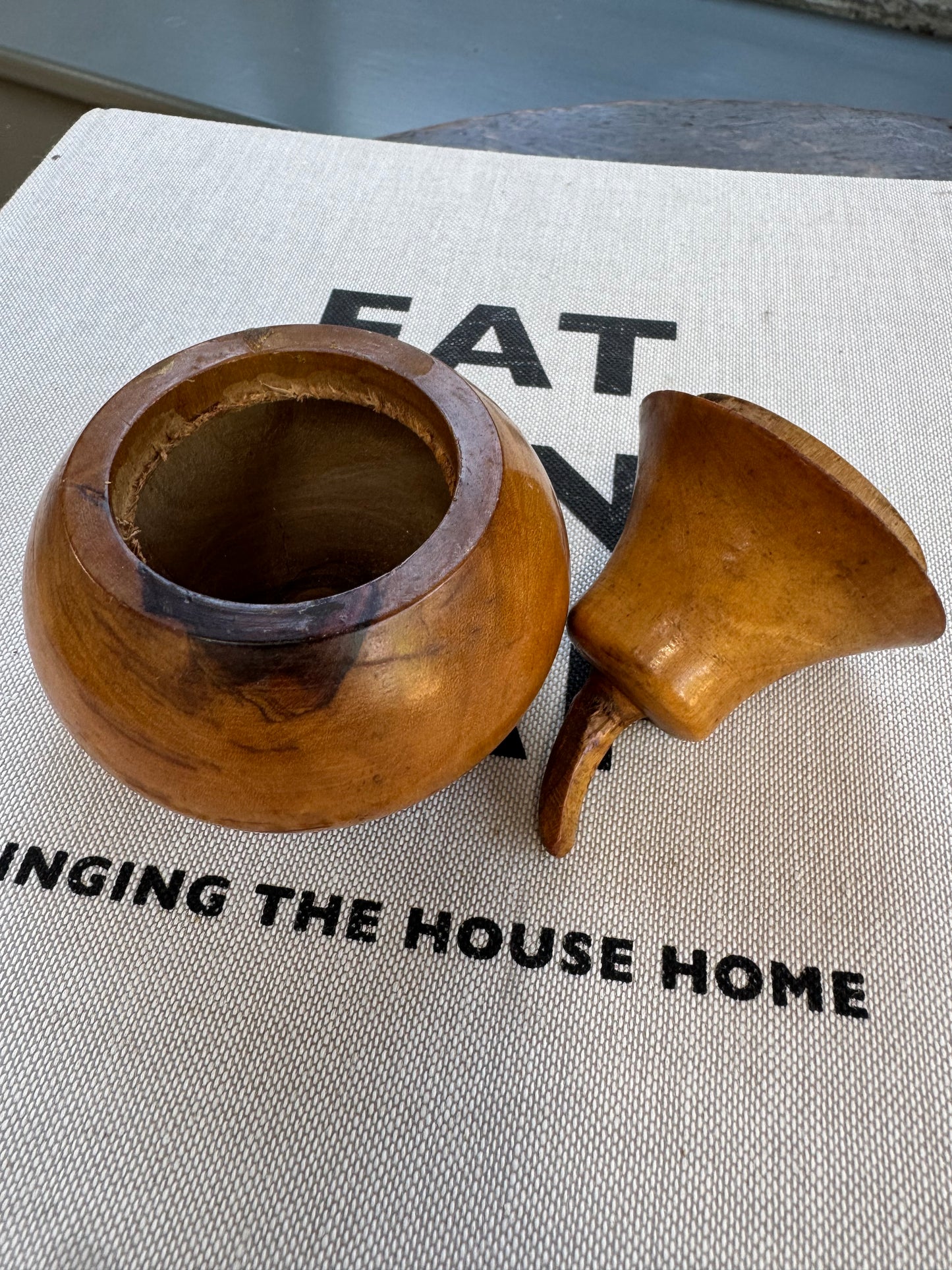 Antique Treenware Wooden Pear Pot