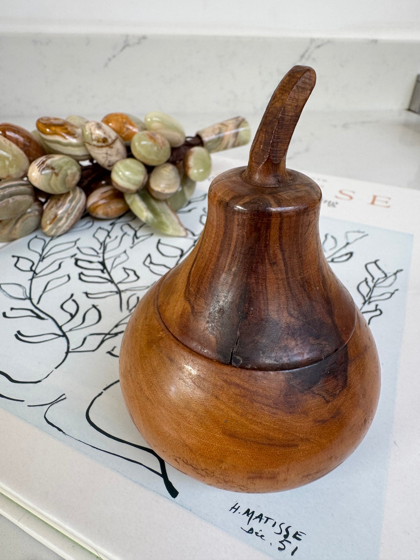 Antique Treenware Wooden Pear Pot