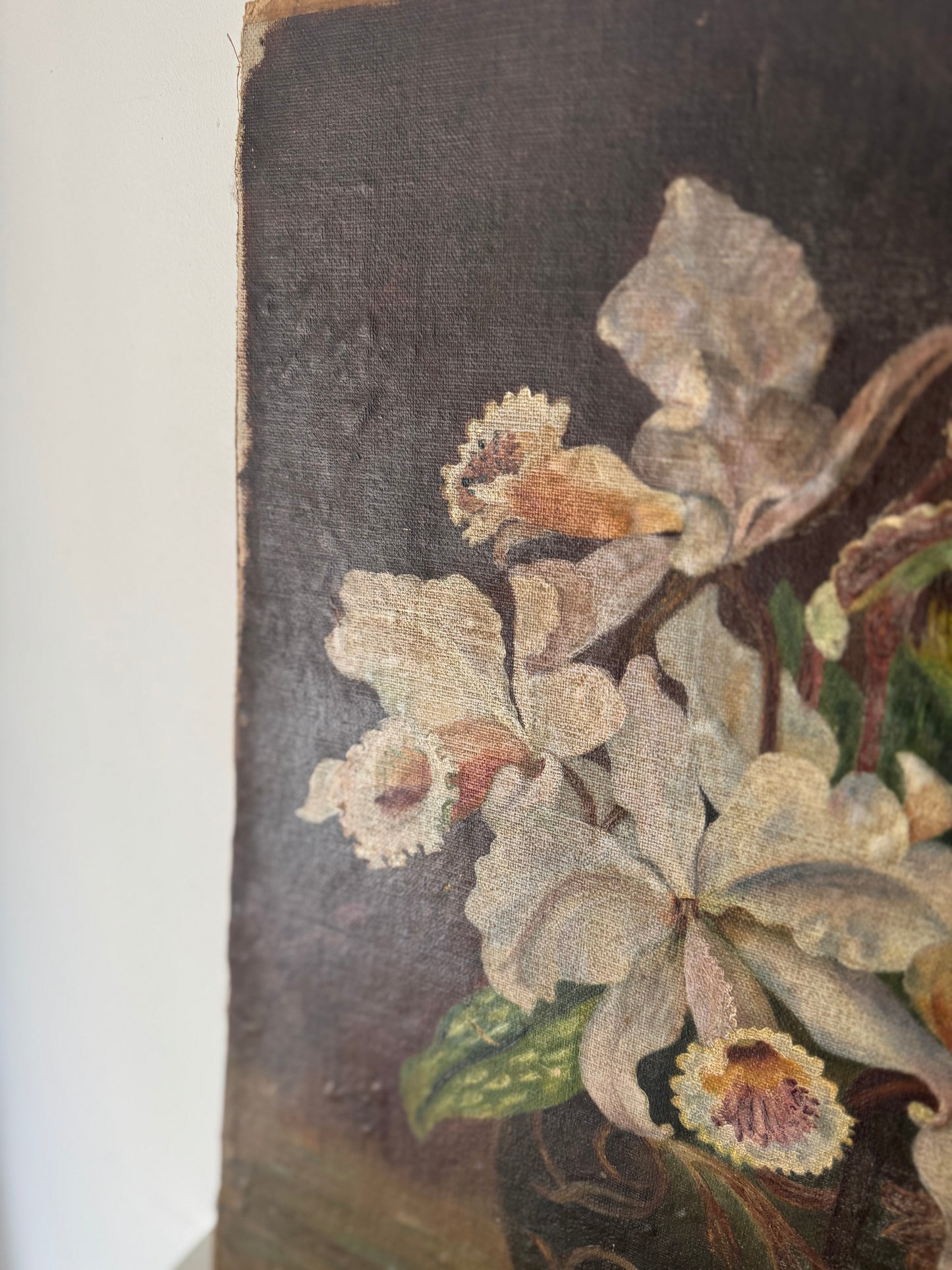 Vintage Belgian Flower Still Life Oil on Canvas
