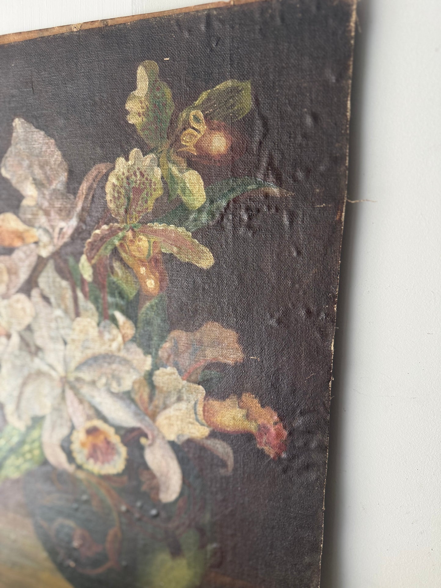 Vintage Belgian Flower Still Life Oil on Canvas