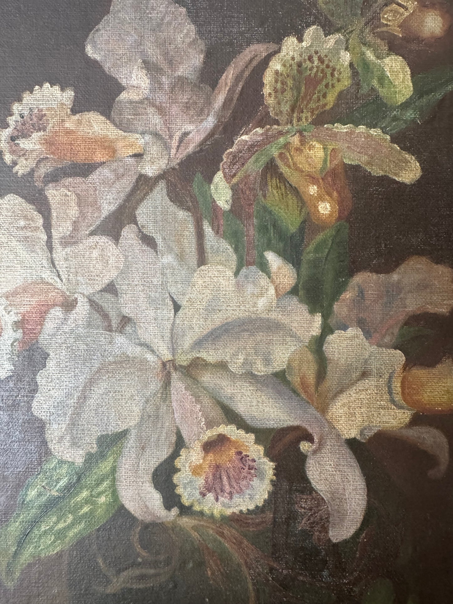 Vintage Belgian Flower Still Life Oil on Canvas